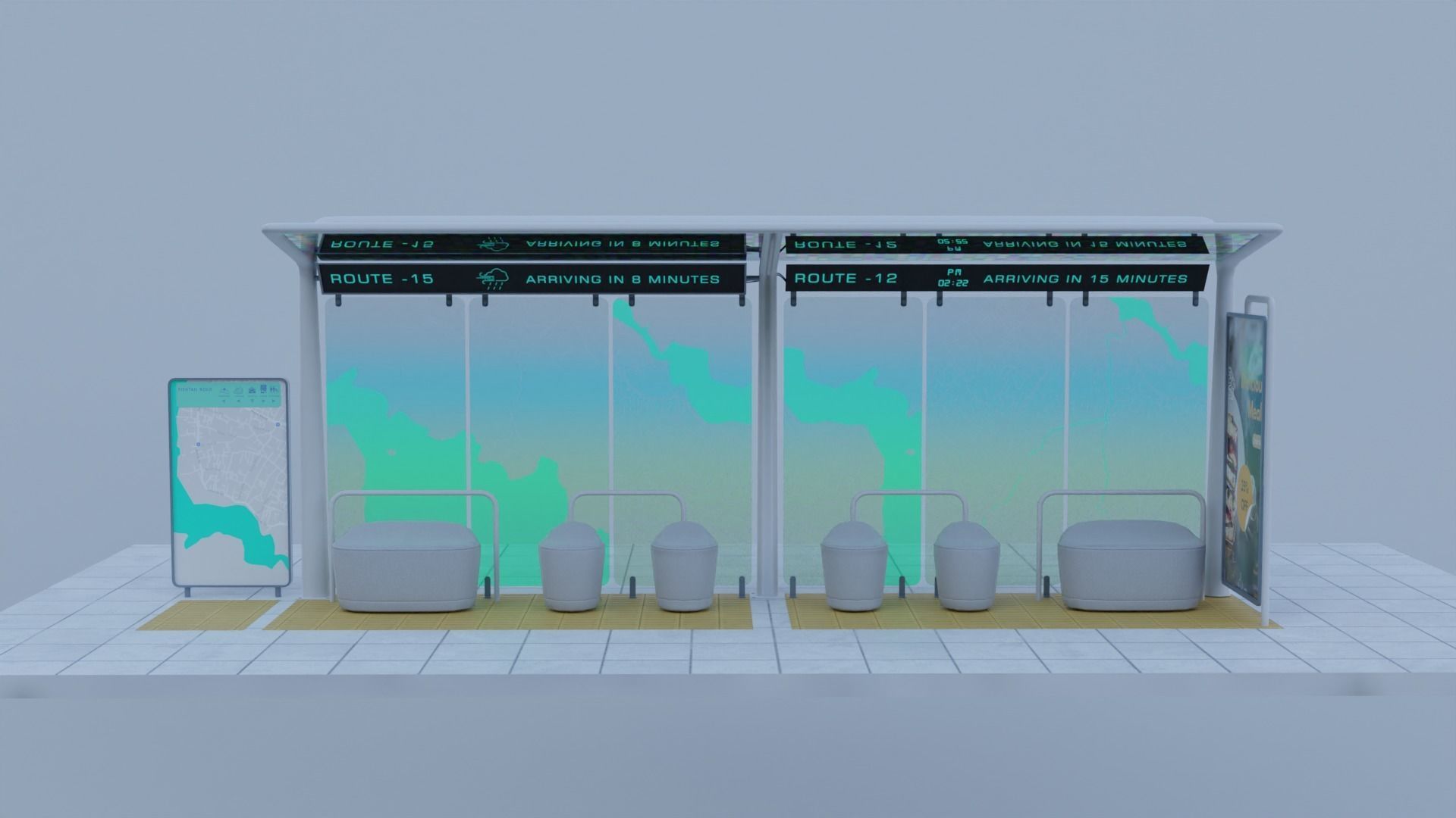 Modern Bus Station Low-poly 3D model_2