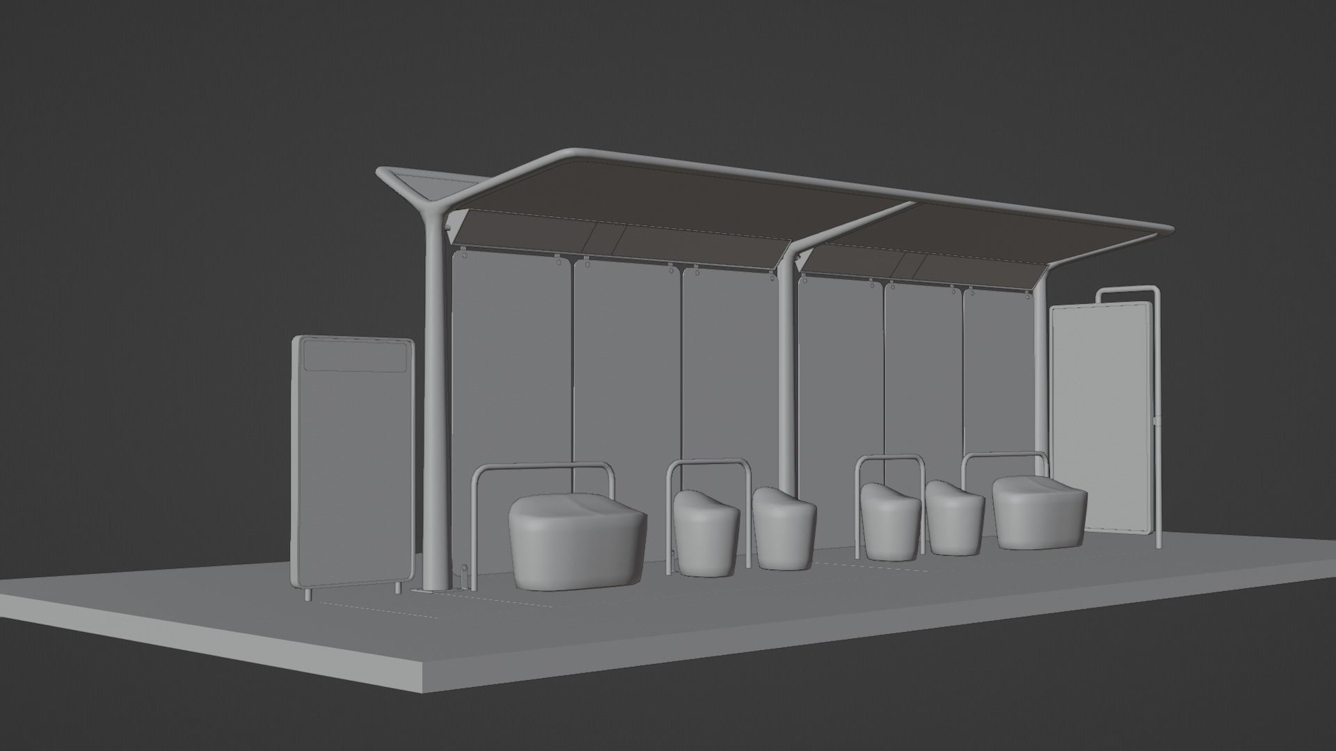 Modern Bus Station Low-poly 3D model_8