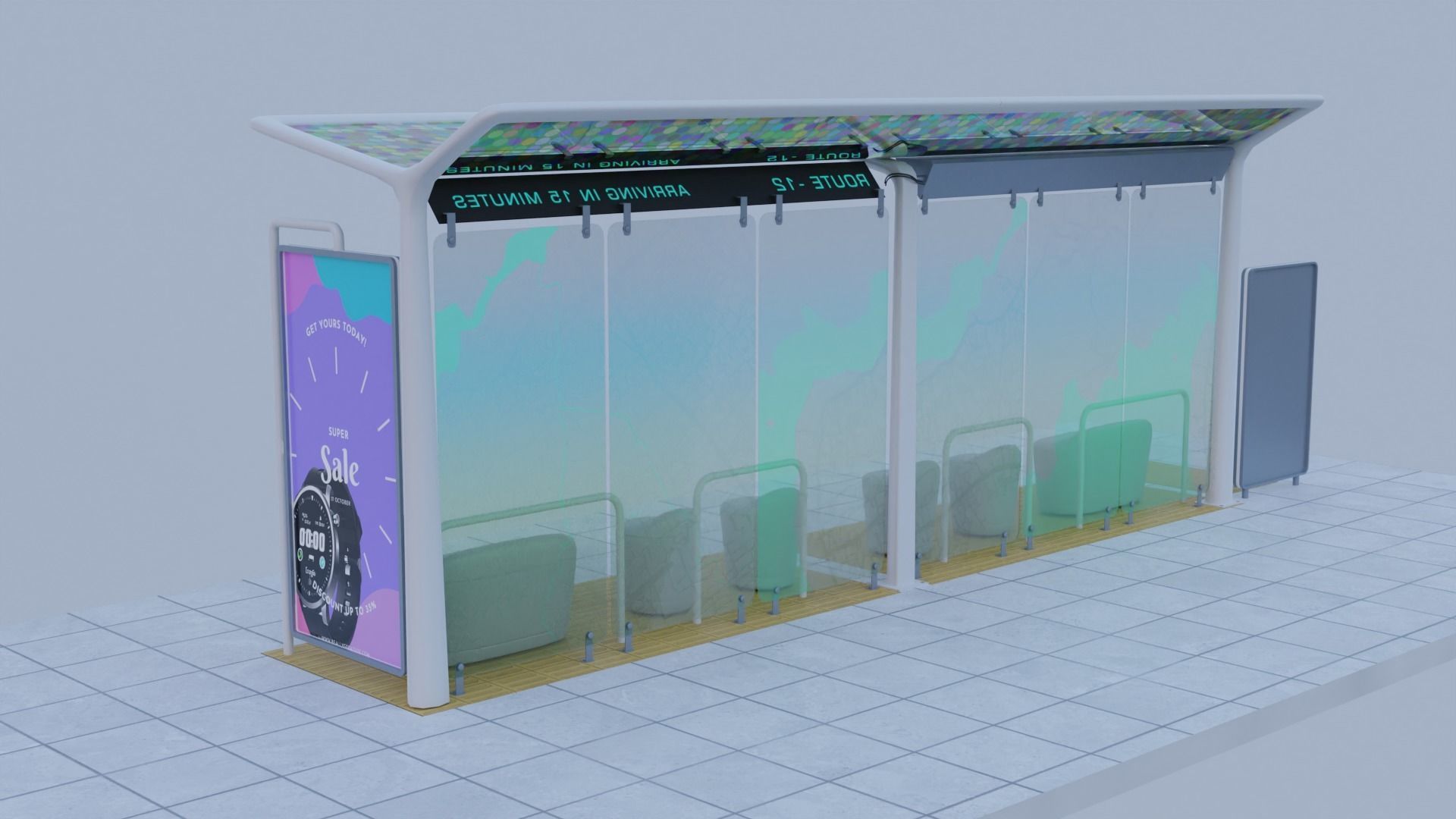 Modern Bus Station Low-poly 3D model_1