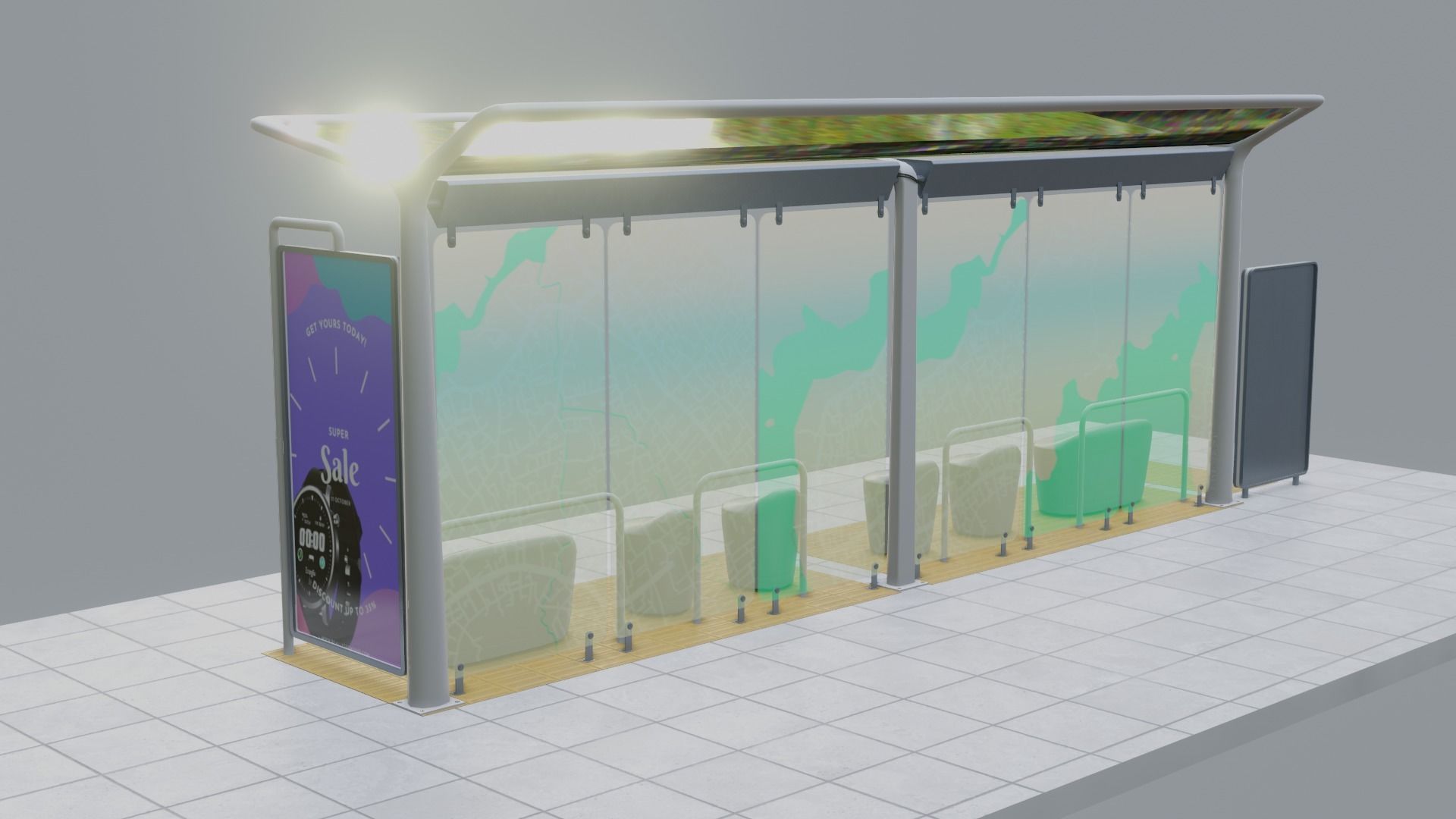 Modern Bus Station Low-poly 3D model_6