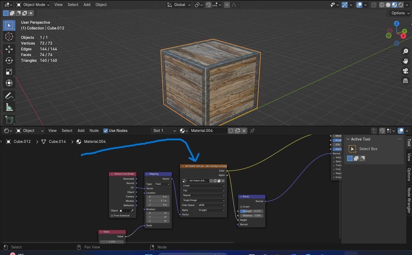 Wood box with metal corner Low-poly 3D model_2