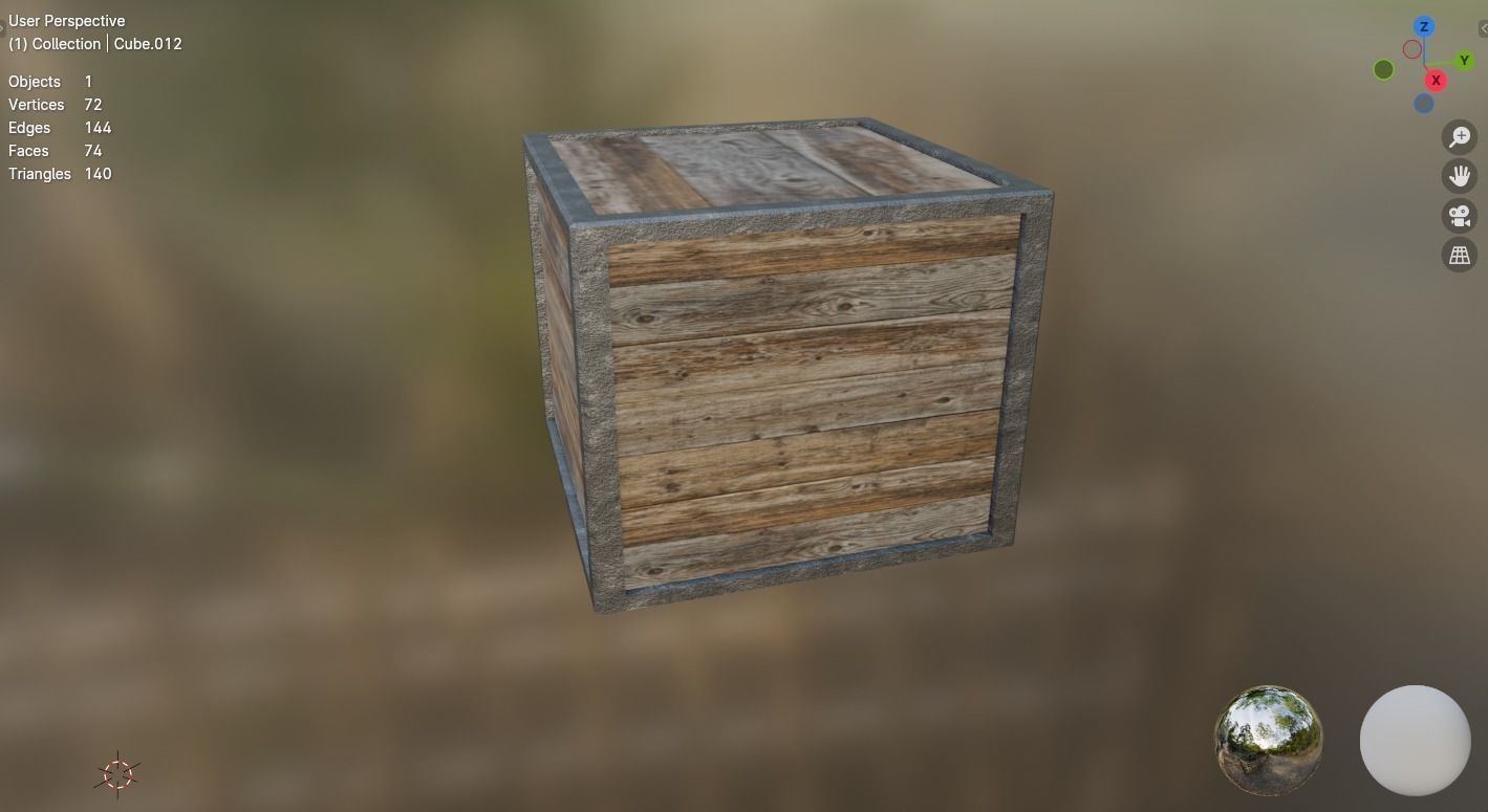 Wood box with metal corner Low-poly 3D model_4
