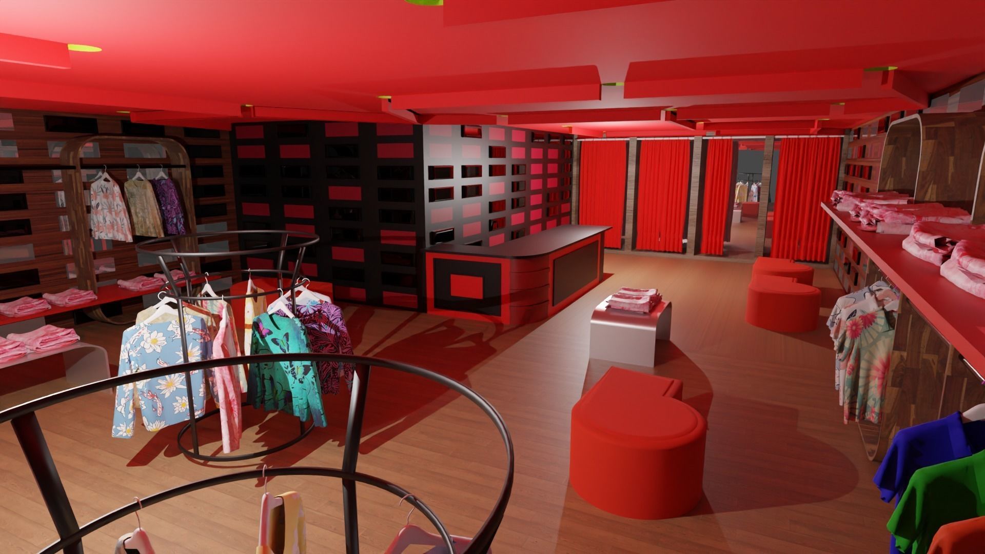 Clothing Store interior  Low-poly 3D model_2