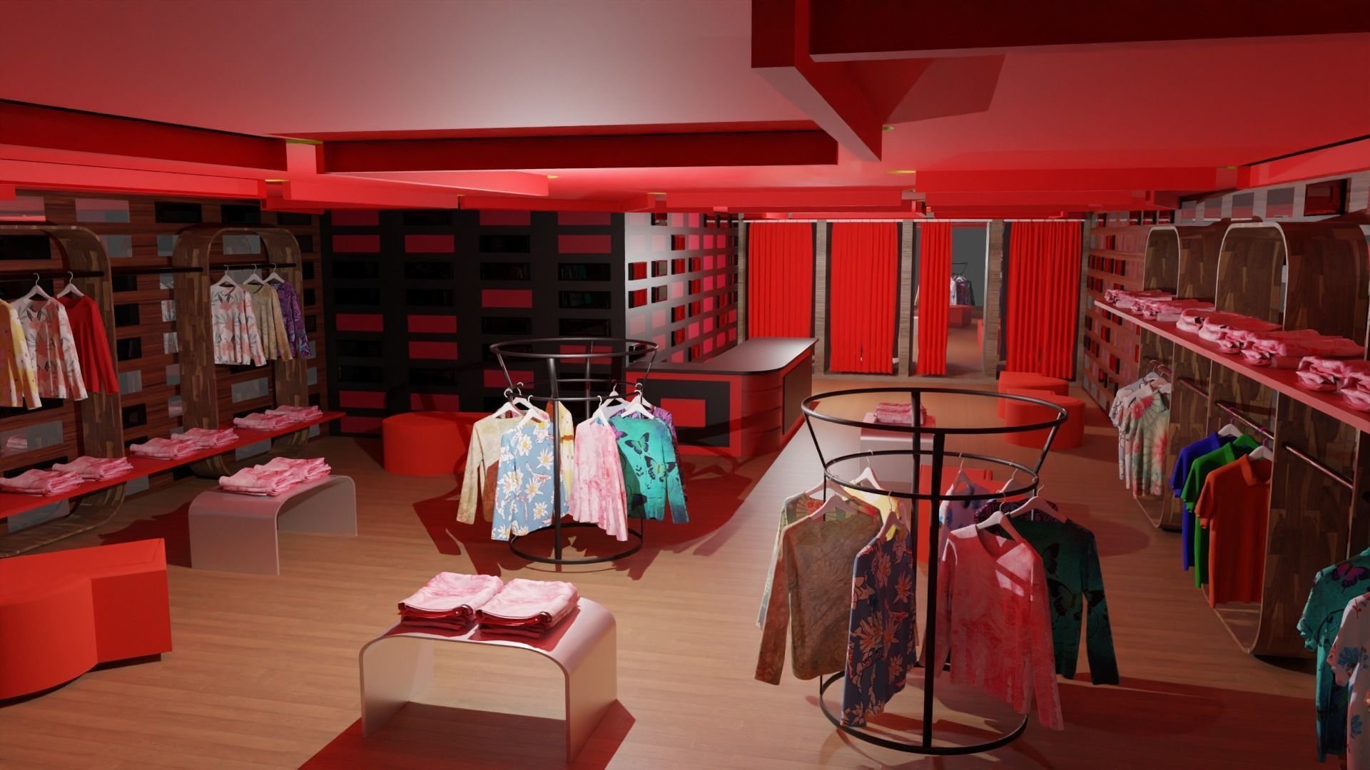 Clothing Store interior  Low-poly 3D model_1