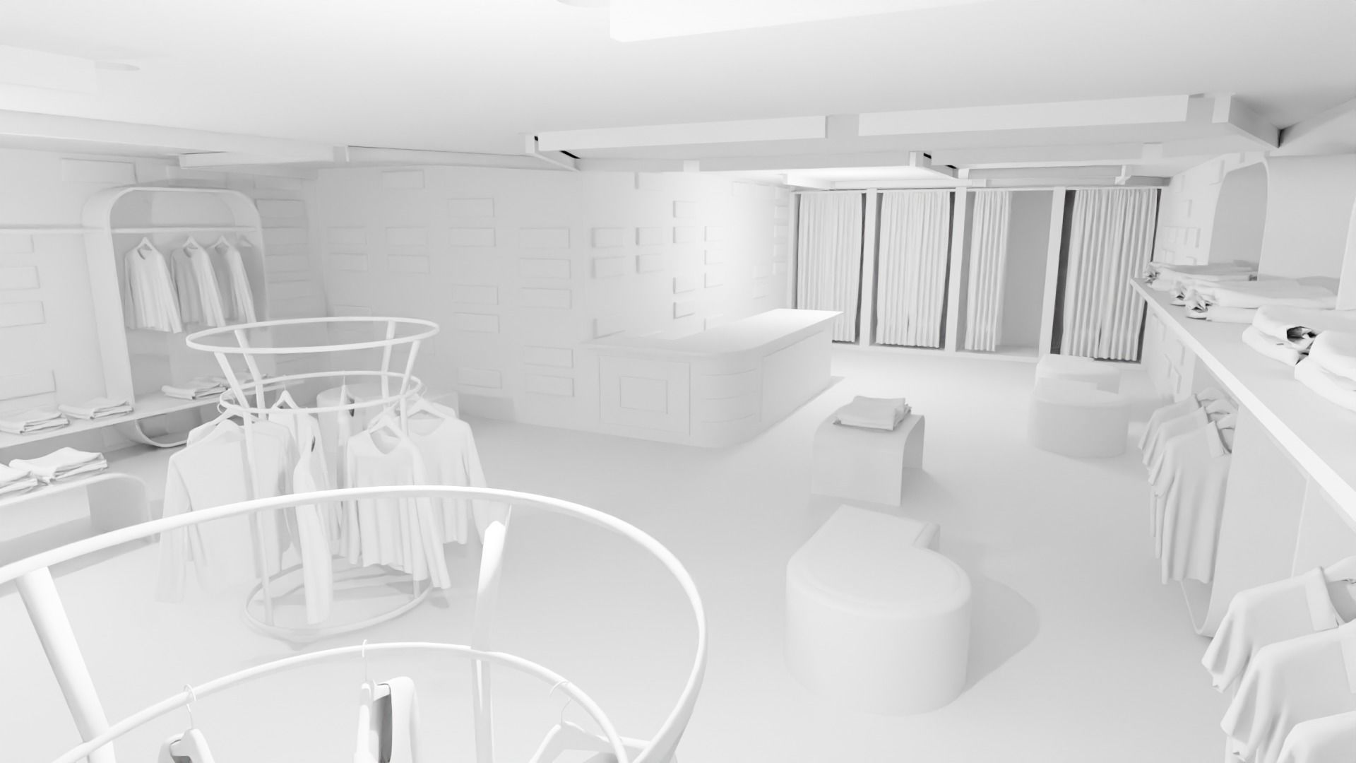 Clothing Store interior  Low-poly 3D model_2