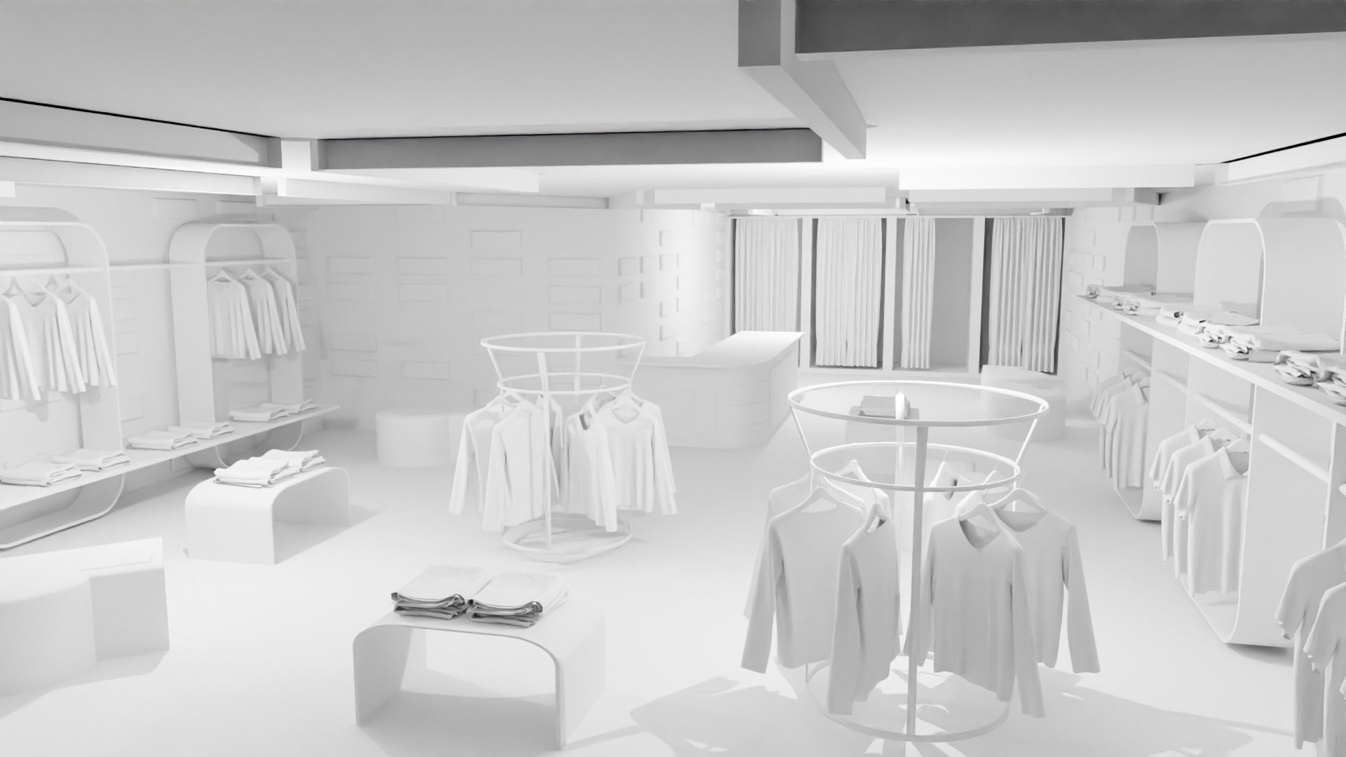 Clothing Store interior  Low-poly 3D model_1