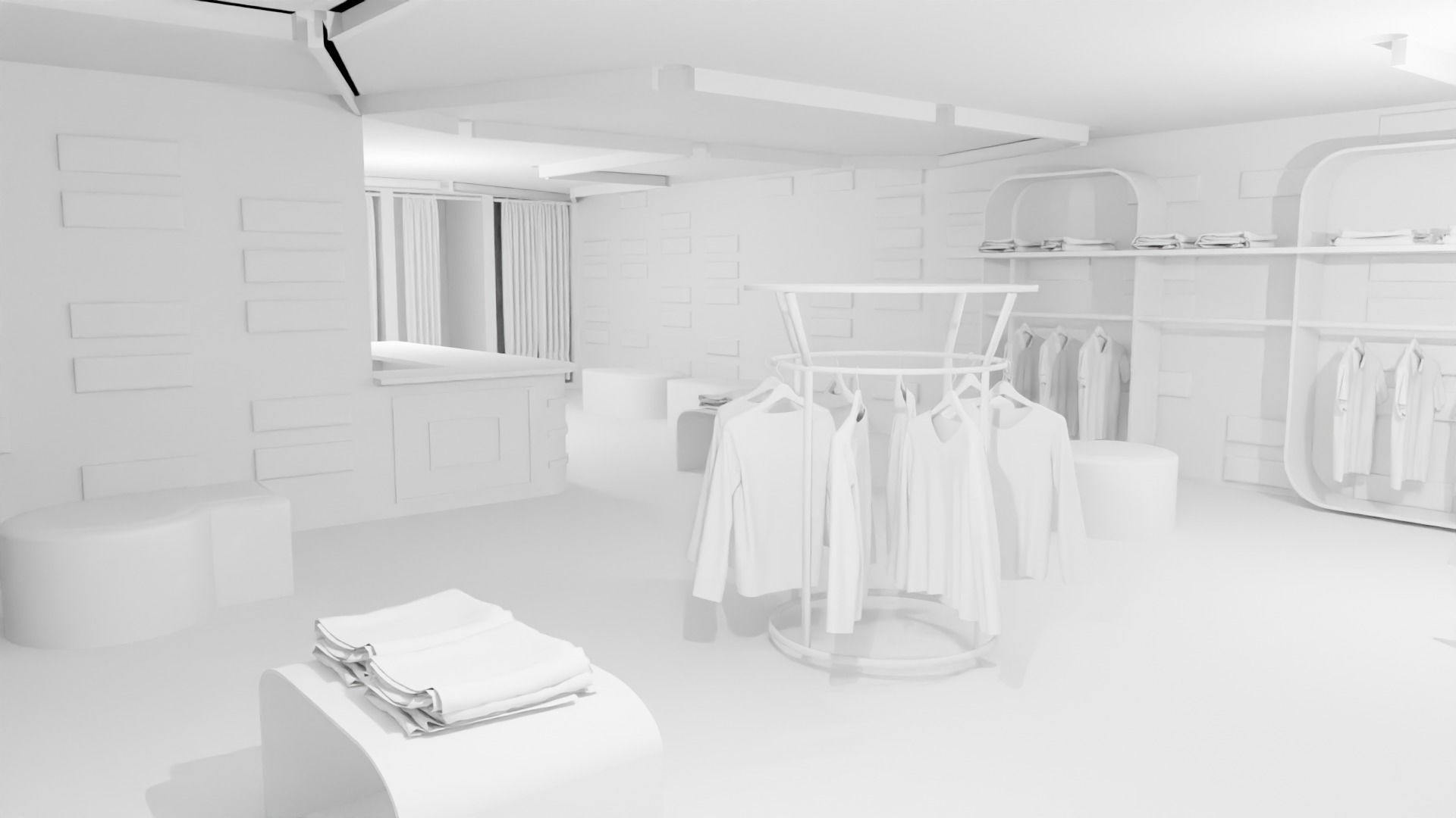 Clothing Store interior  Low-poly 3D model_3