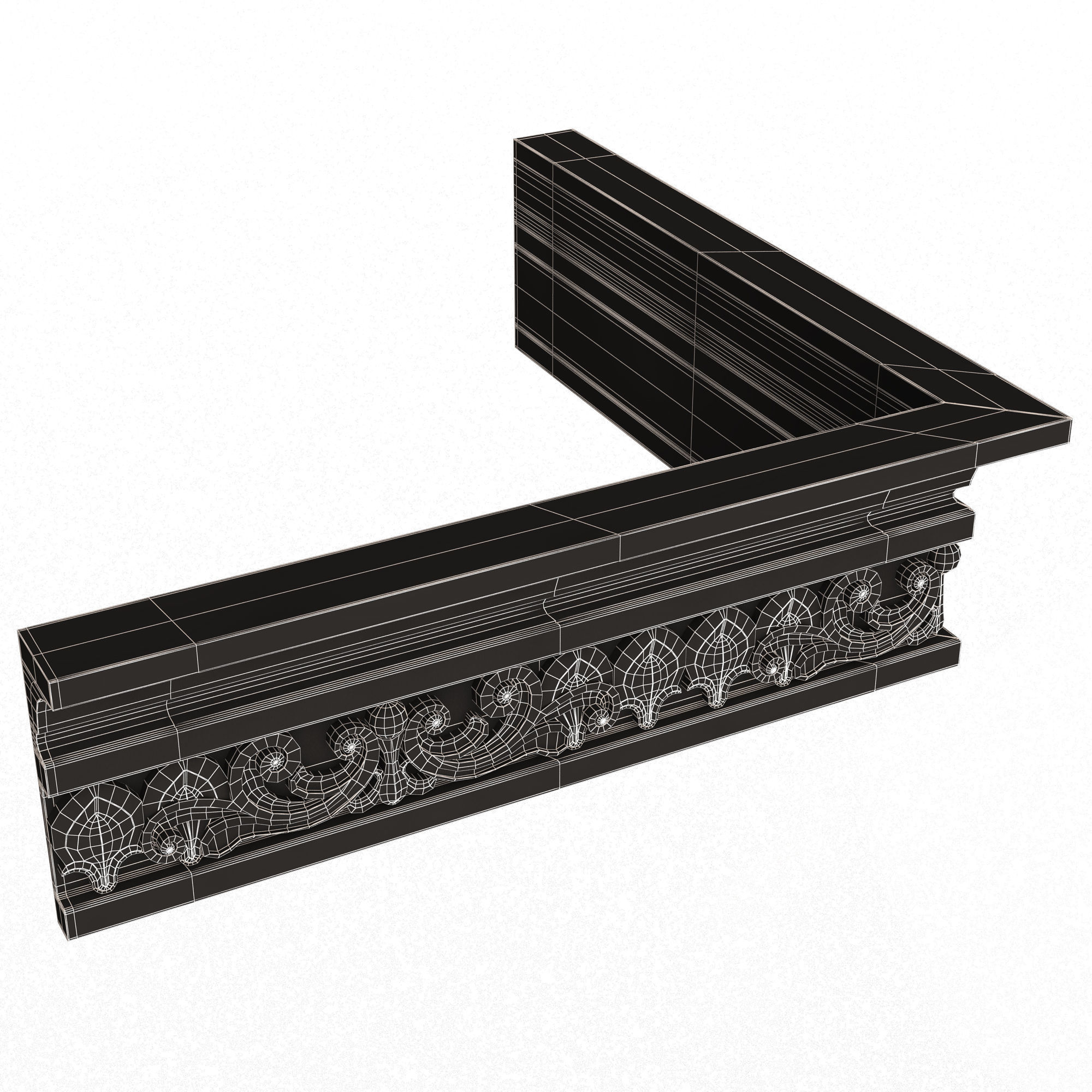 Cornice Decoration Molding 012 270 Degree Low-poly 3D model_13