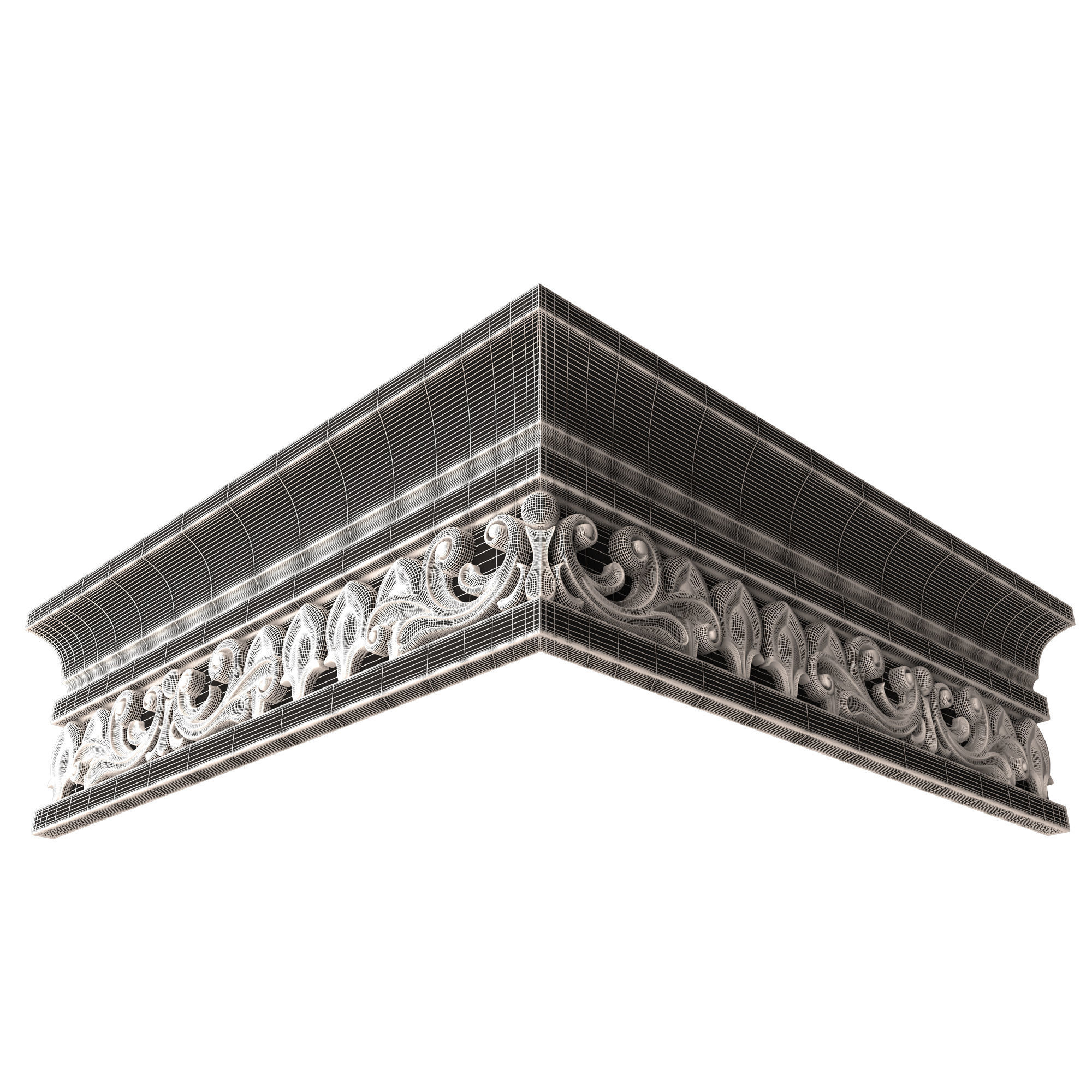 Cornice Decoration Molding 012 270 Degree Low-poly 3D model_10