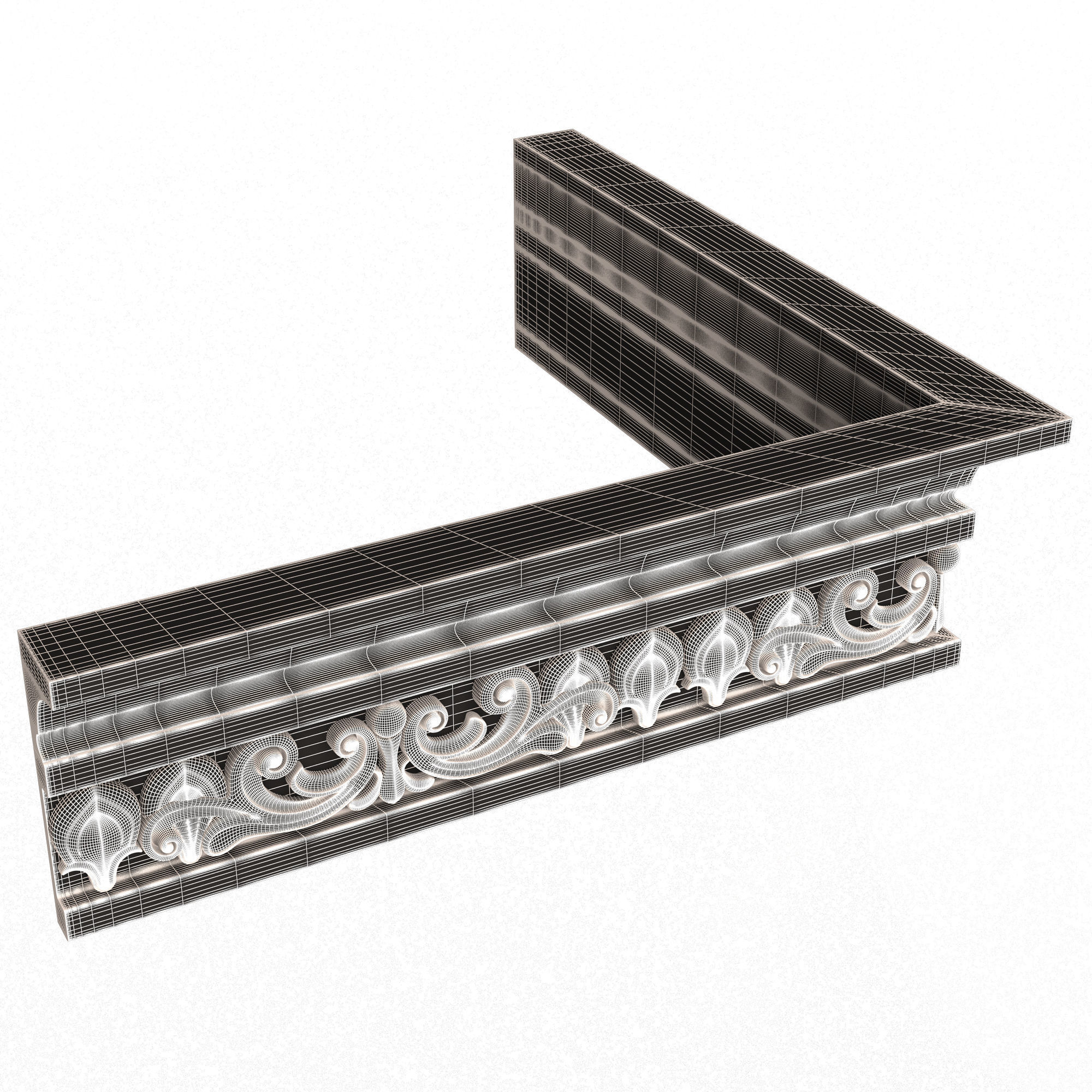 Cornice Decoration Molding 012 270 Degree Low-poly 3D model_7
