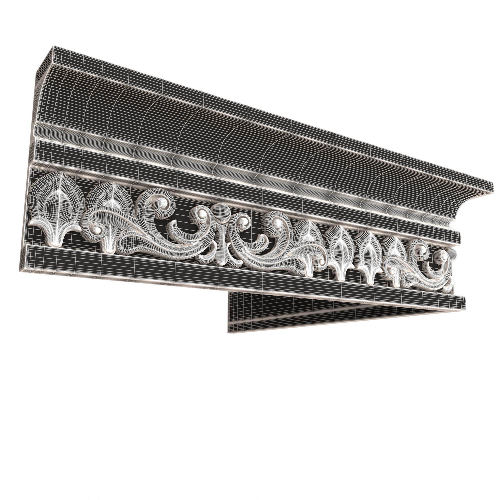 Cornice Decoration Molding 012 270 Degree Low-poly 3D model_9