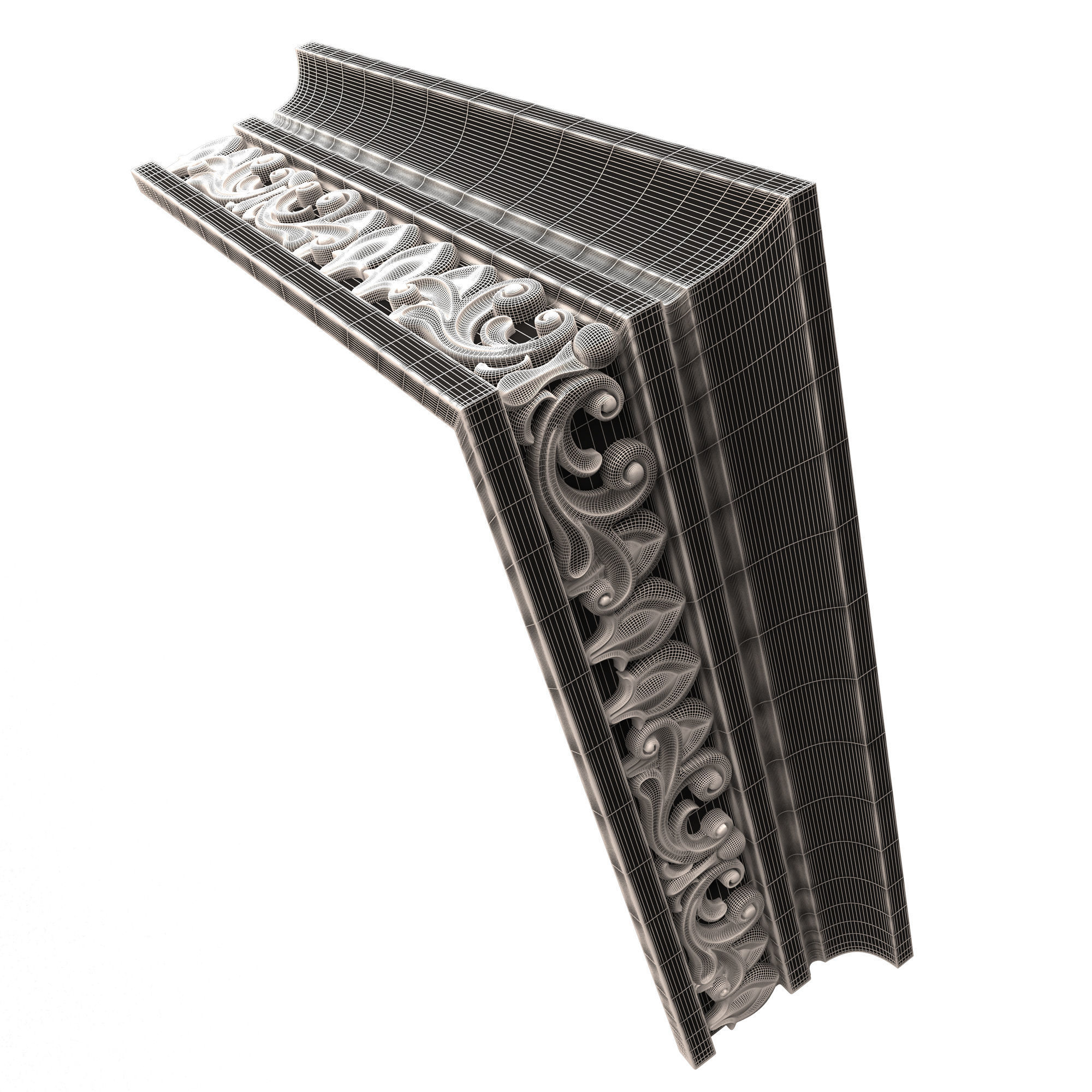 Cornice Decoration Molding 012 270 Degree Low-poly 3D model_11