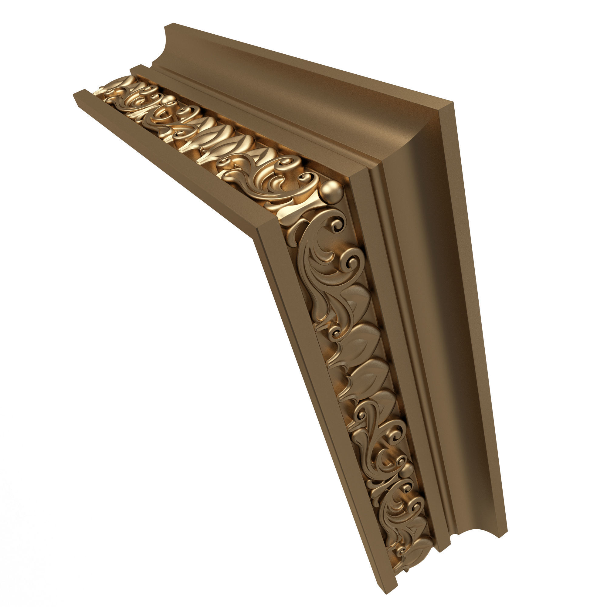 Cornice Decoration Molding 012 270 Degree Low-poly 3D model_5