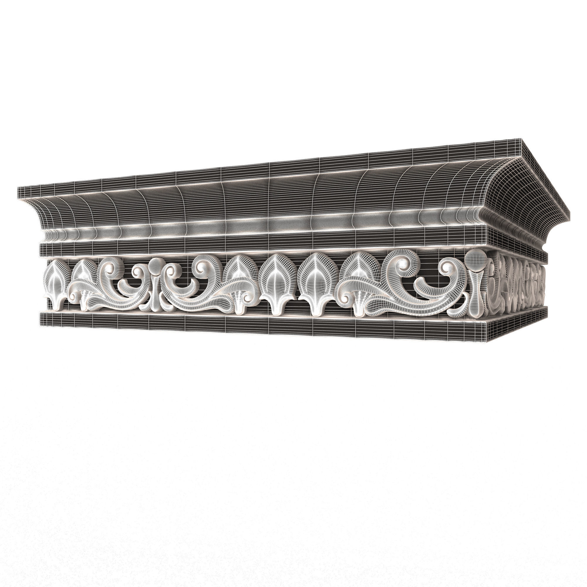 Cornice Decoration Molding 012 270 Degree Low-poly 3D model_6