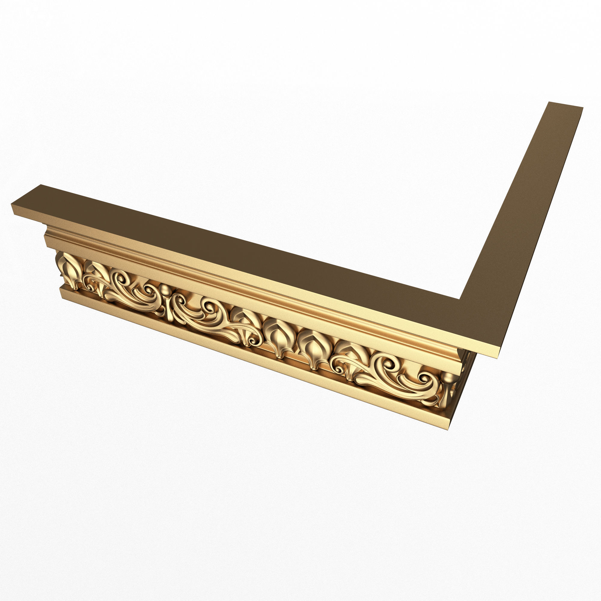 Cornice Decoration Molding 012 270 Degree Low-poly 3D model_2