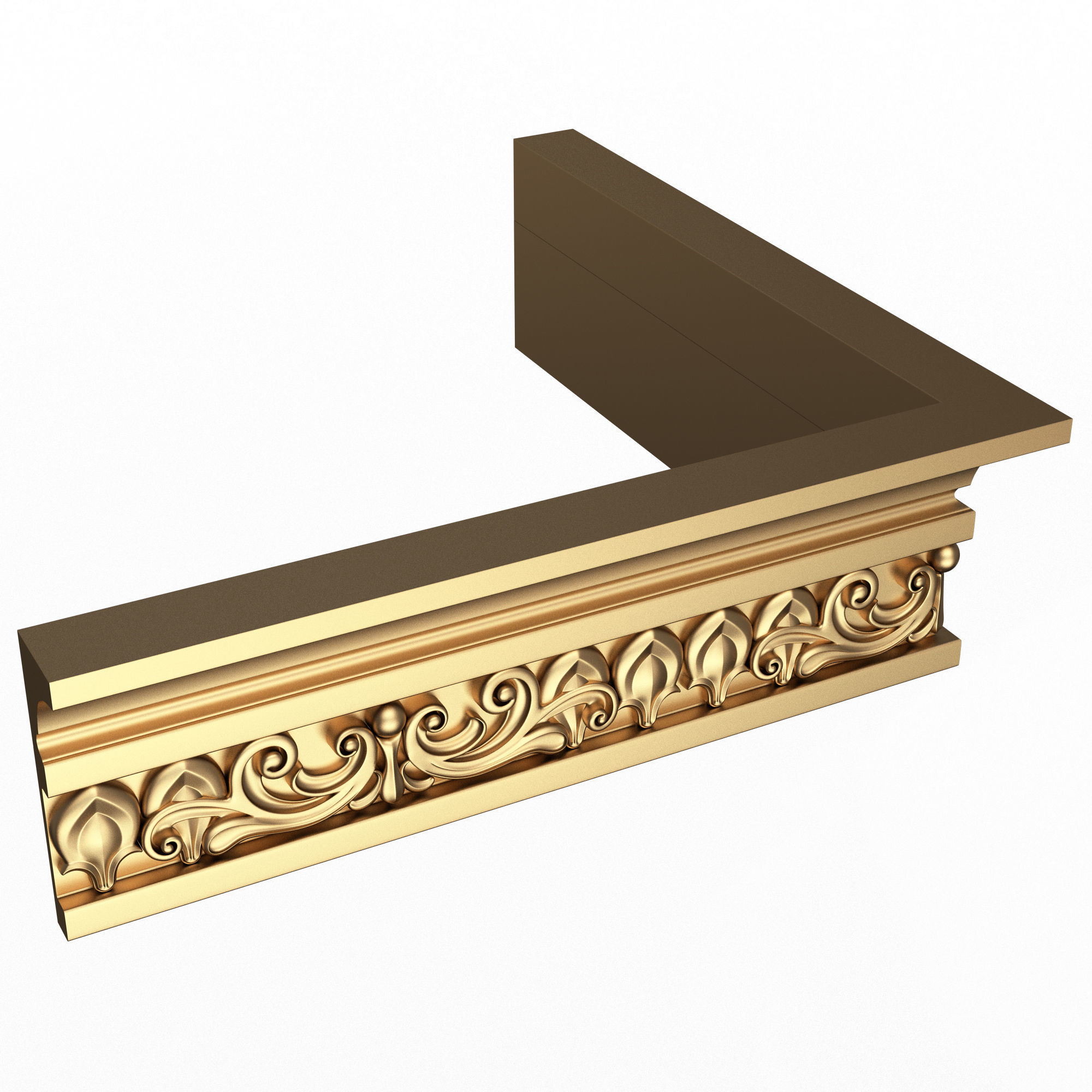 Cornice Decoration Molding 012 270 Degree Low-poly 3D model_1