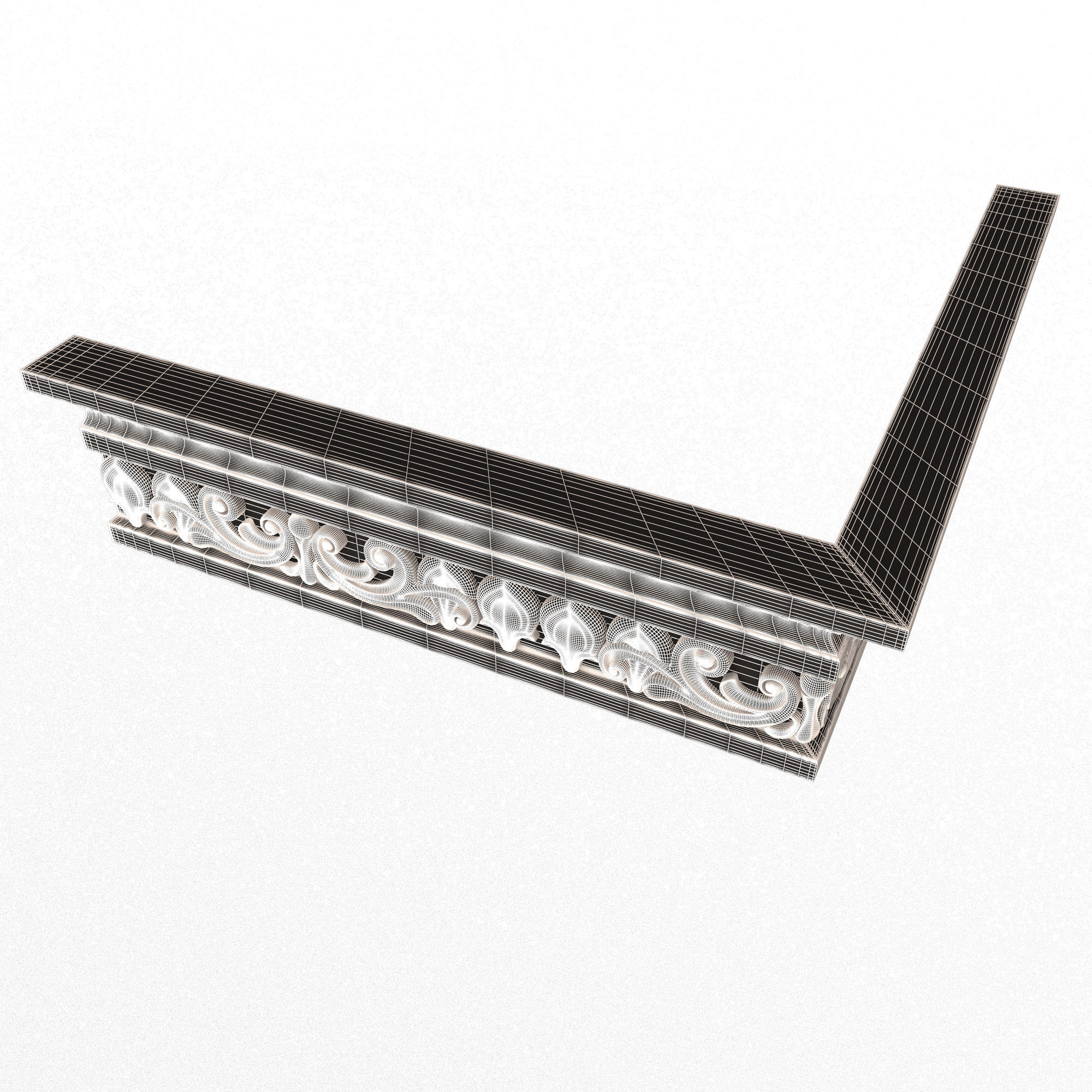 Cornice Decoration Molding 012 270 Degree Low-poly 3D model_8