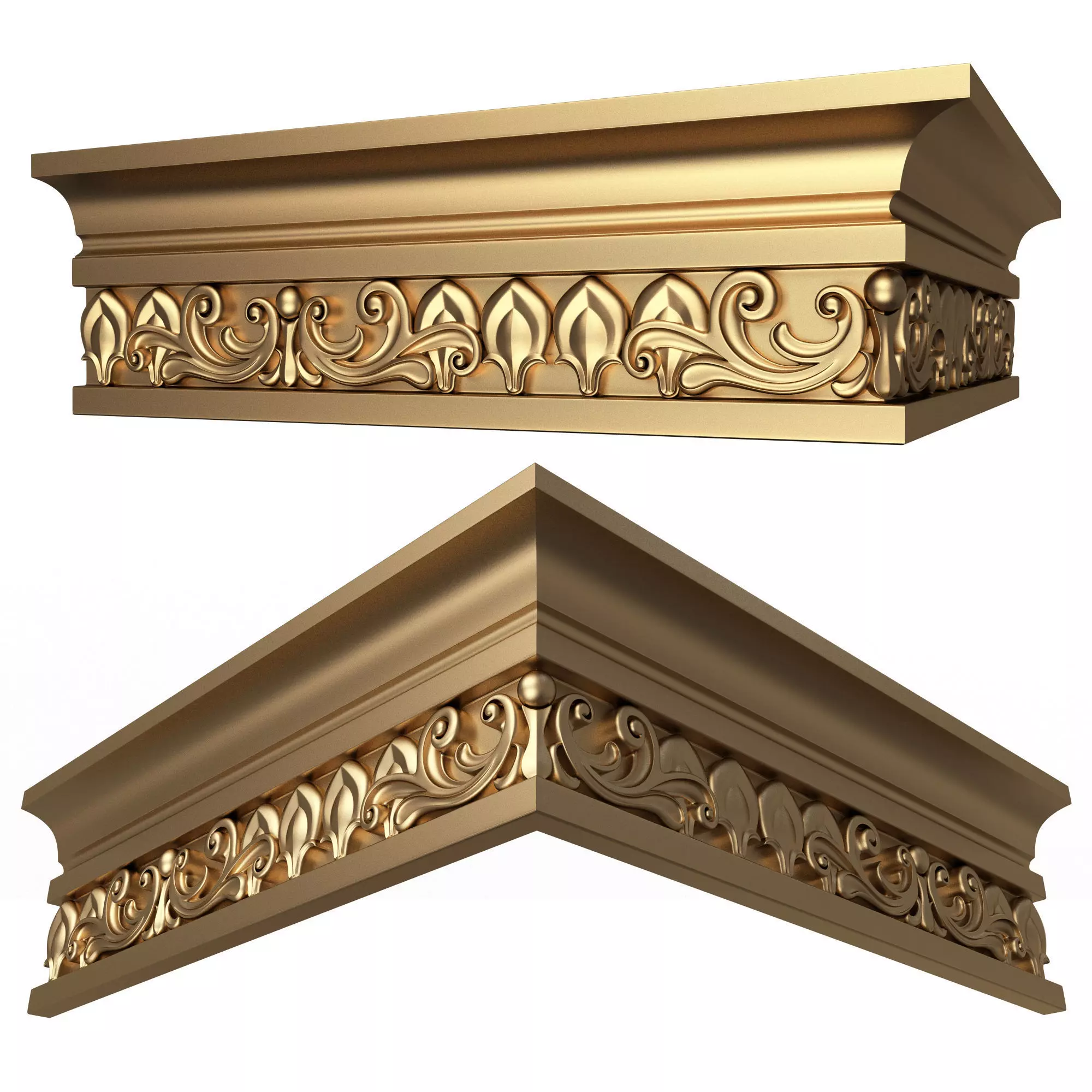 Cornice Decoration Molding 012 270 Degree Low-poly 3D model_0