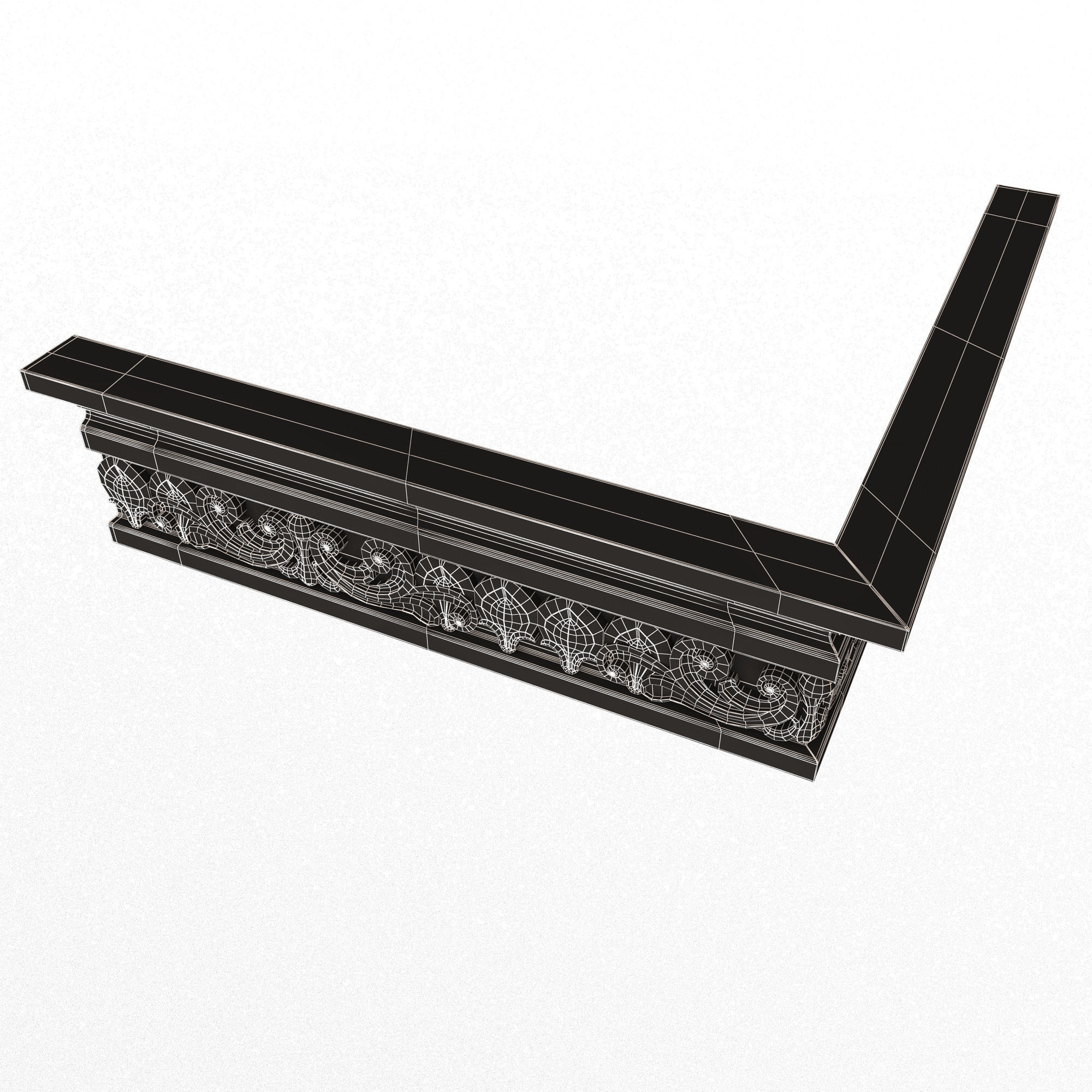 Cornice Decoration Molding 012 270 Degree Low-poly 3D model_14