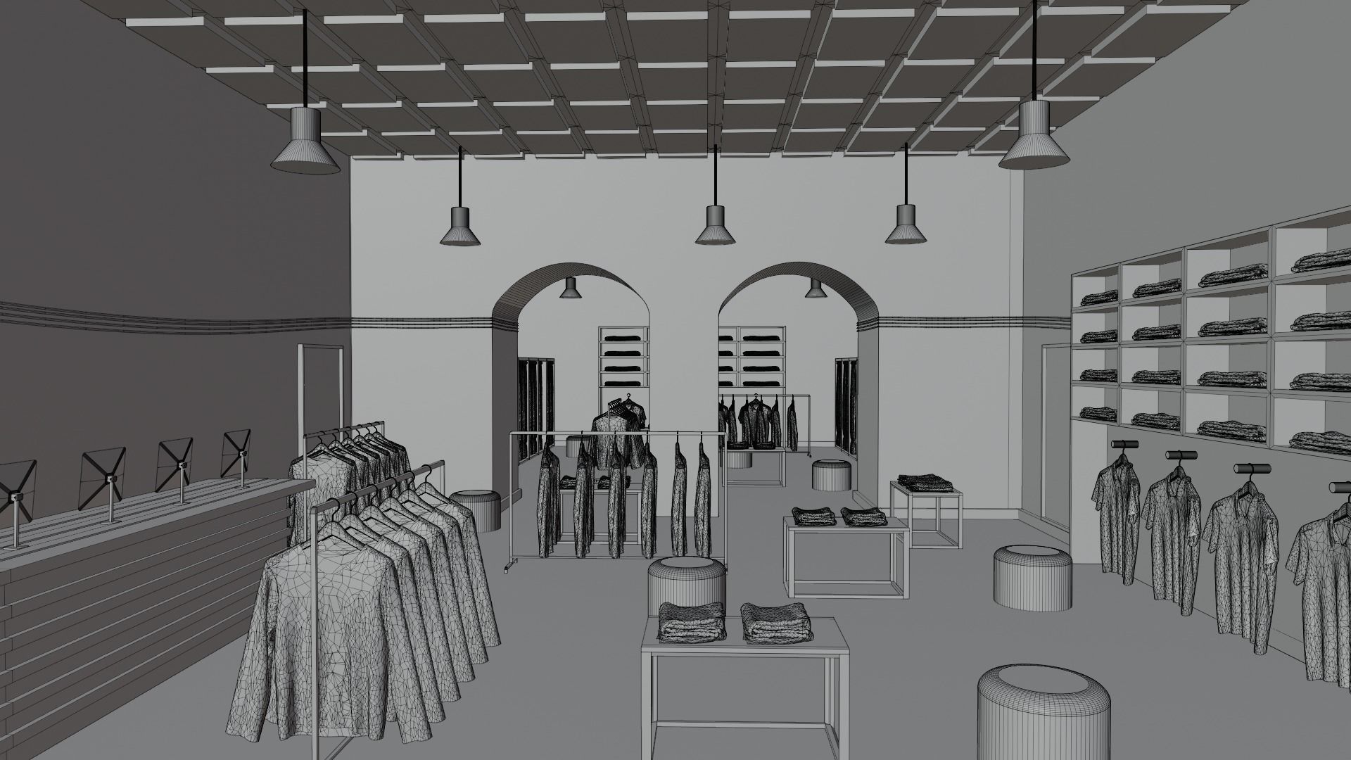 Clothing Store interior  Low-poly 3D model_7