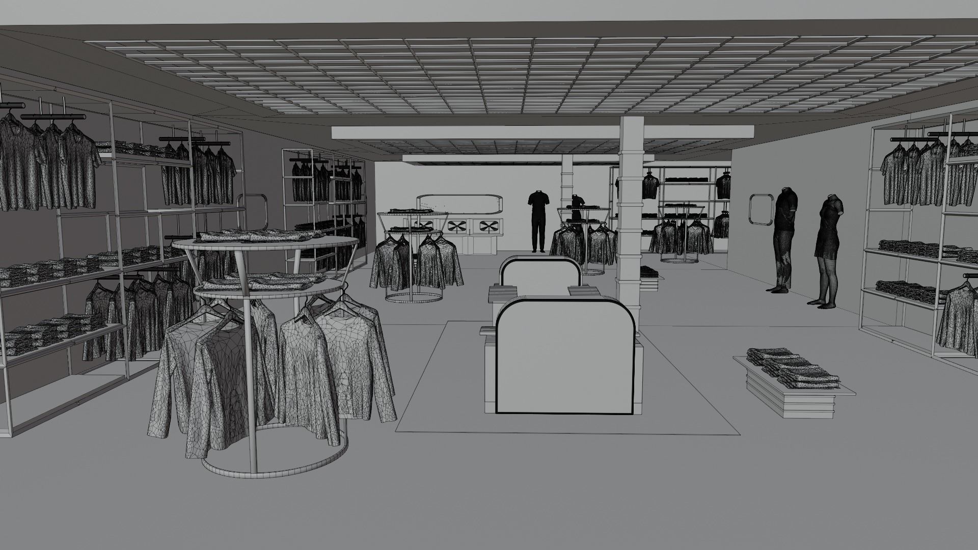 Clothing Store interior  Low-poly 3D model_7
