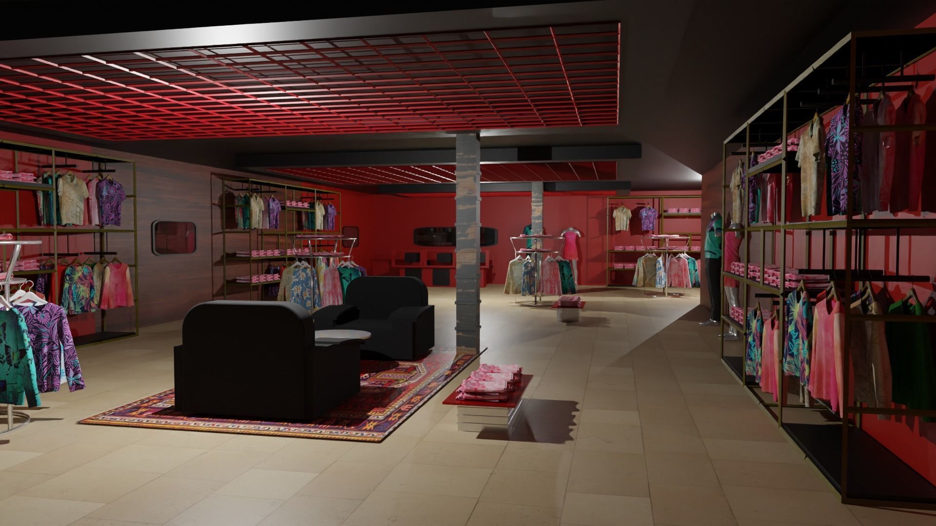 Clothing Store interior  Low-poly 3D model_1