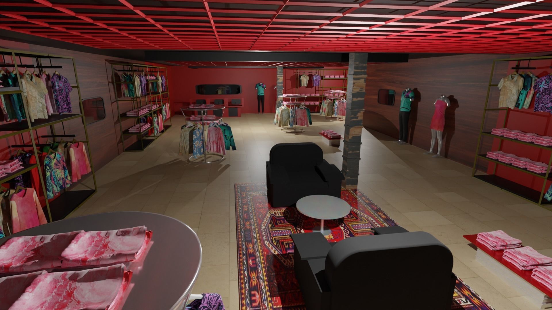 Clothing Store interior  Low-poly 3D model_4
