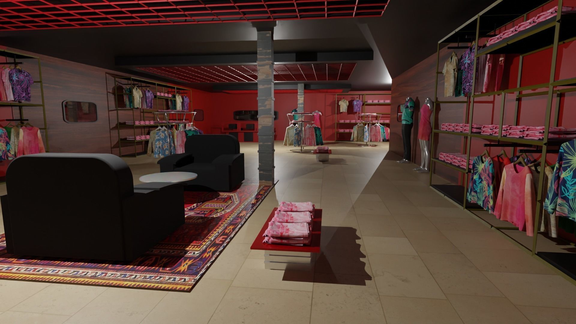 Clothing Store interior  Low-poly 3D model_6