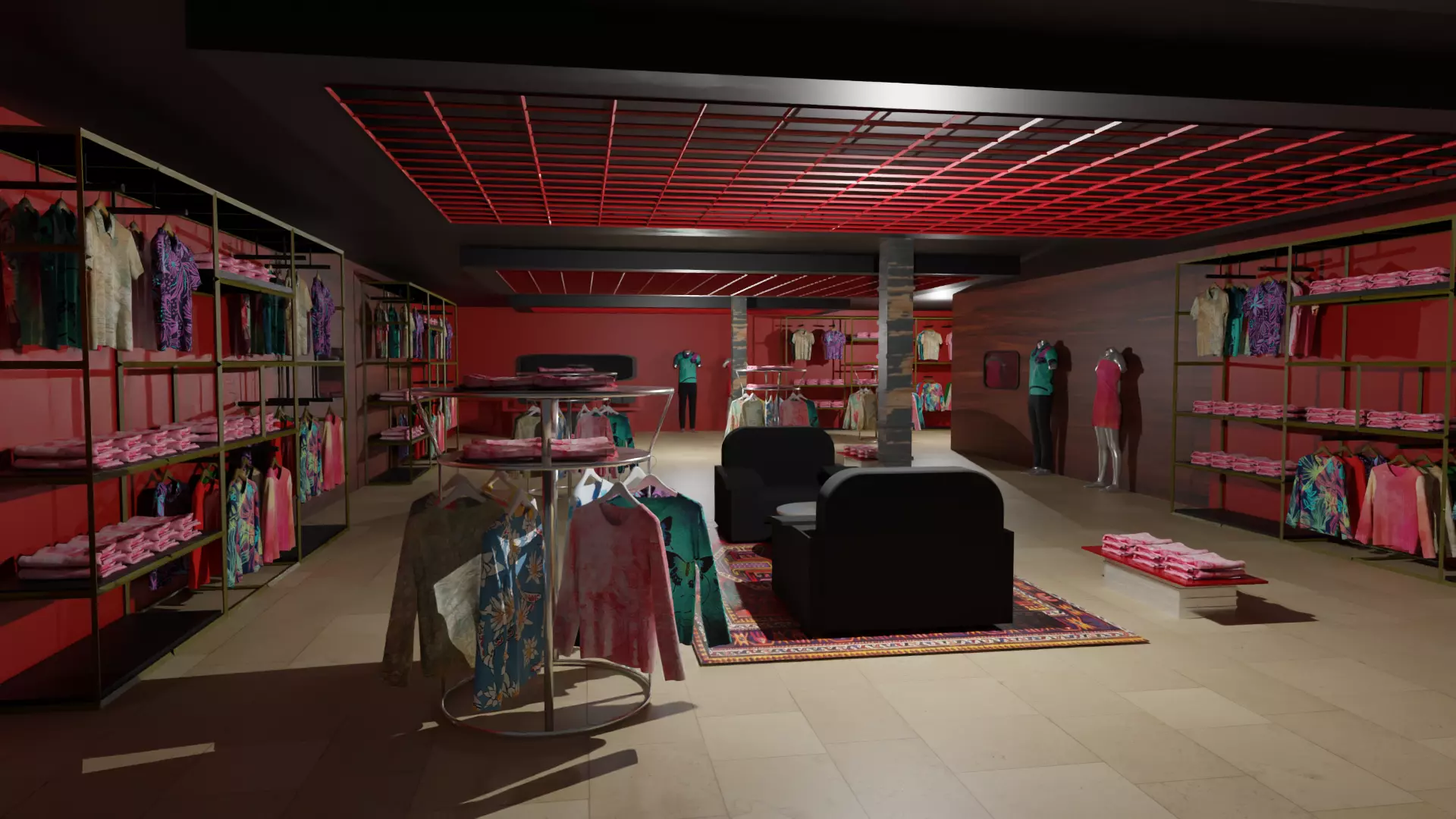 Clothing Store interior  Low-poly 3D model_0