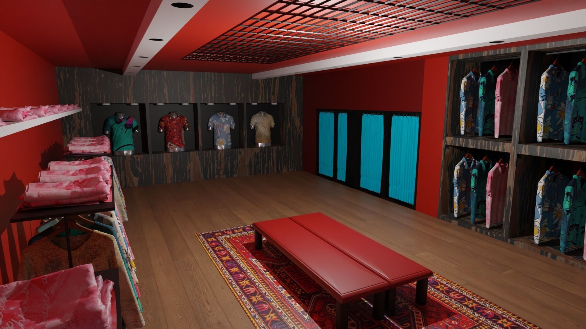 Clothing Store interior  Low-poly 3D model_1