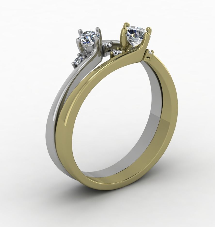 Elegant minimalistic ring made of two types of metal 3D print model_2
