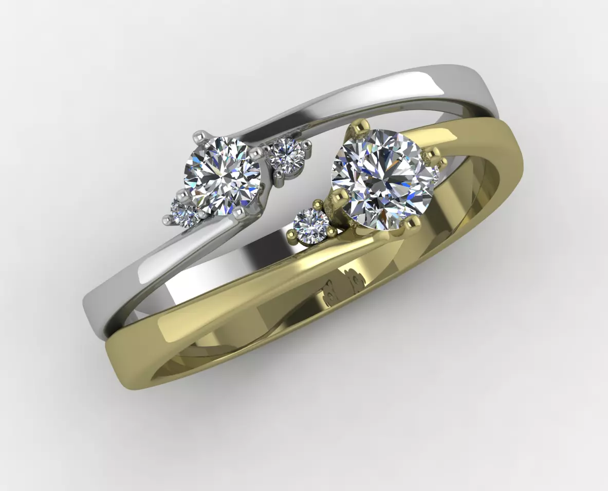 Elegant minimalistic ring made of two types of metal 3D print model_0