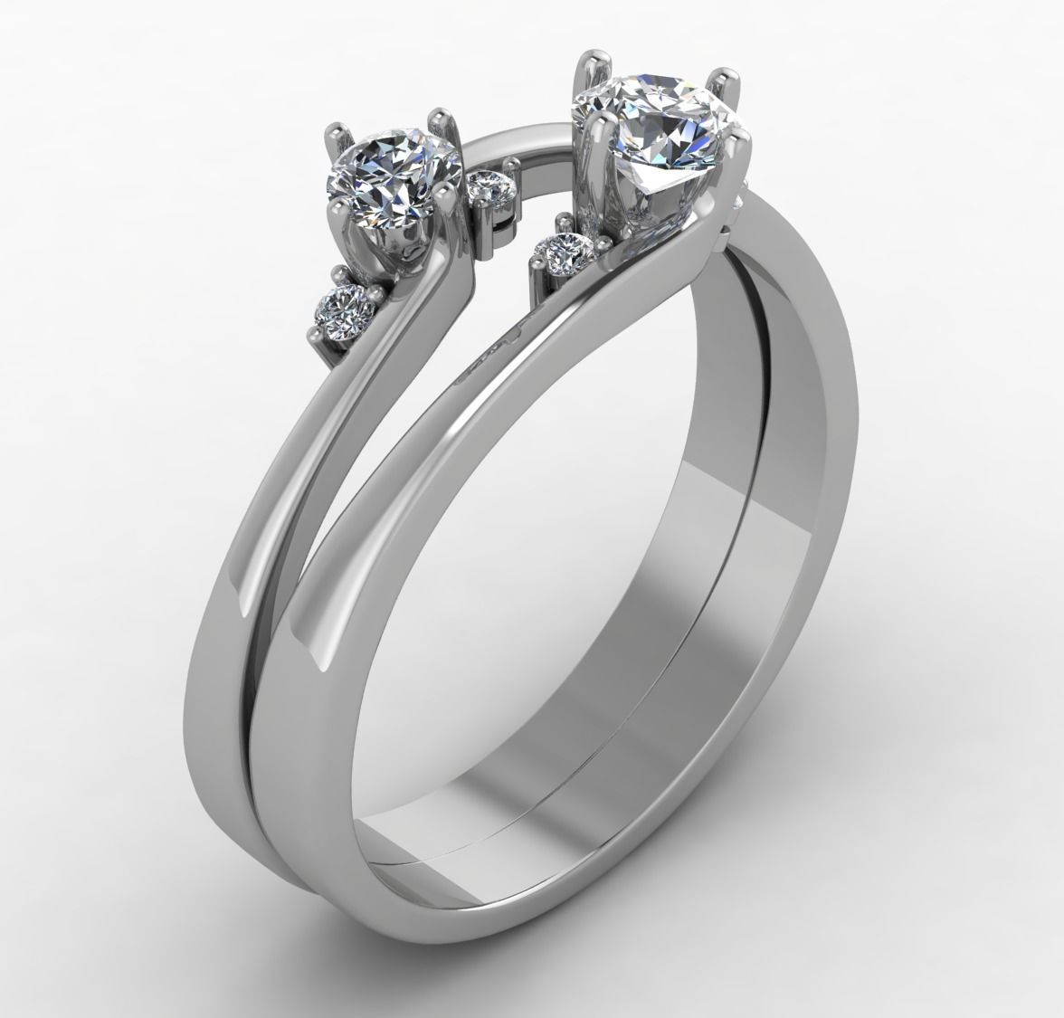 Elegant minimalistic ring made of two types of metal 3D print model_4