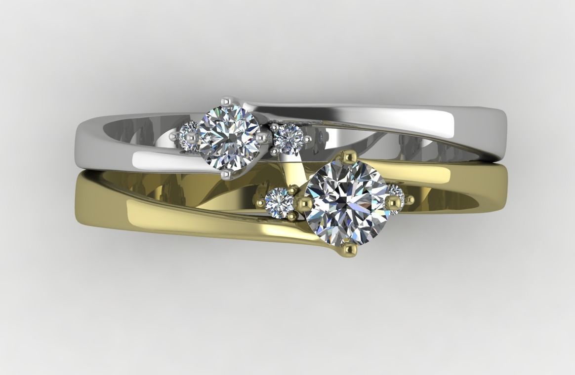 Elegant minimalistic ring made of two types of metal 3D print model_3