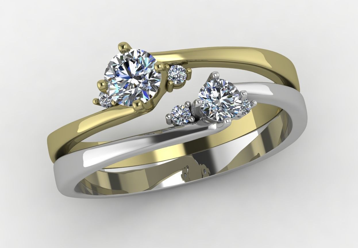 Elegant minimalistic ring made of two types of metal 3D print model_1