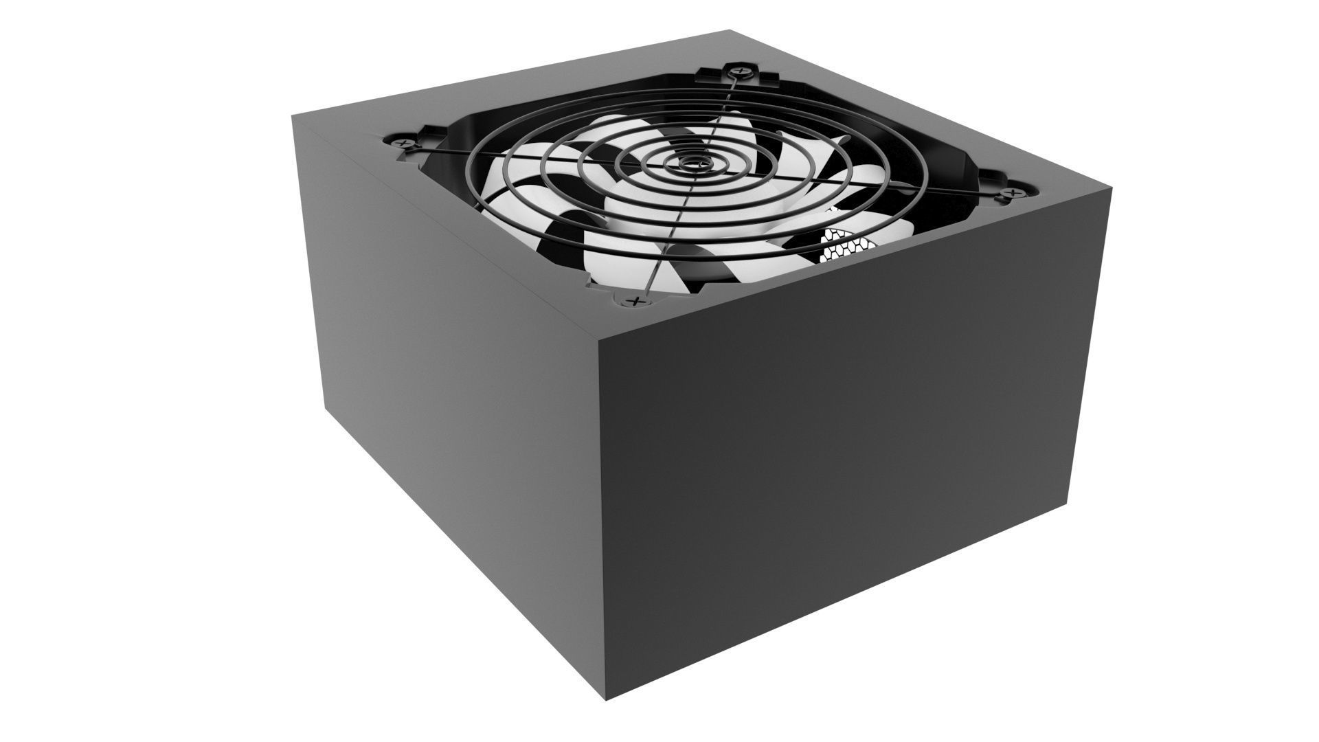 Black Power Supply Unit 3D model_2
