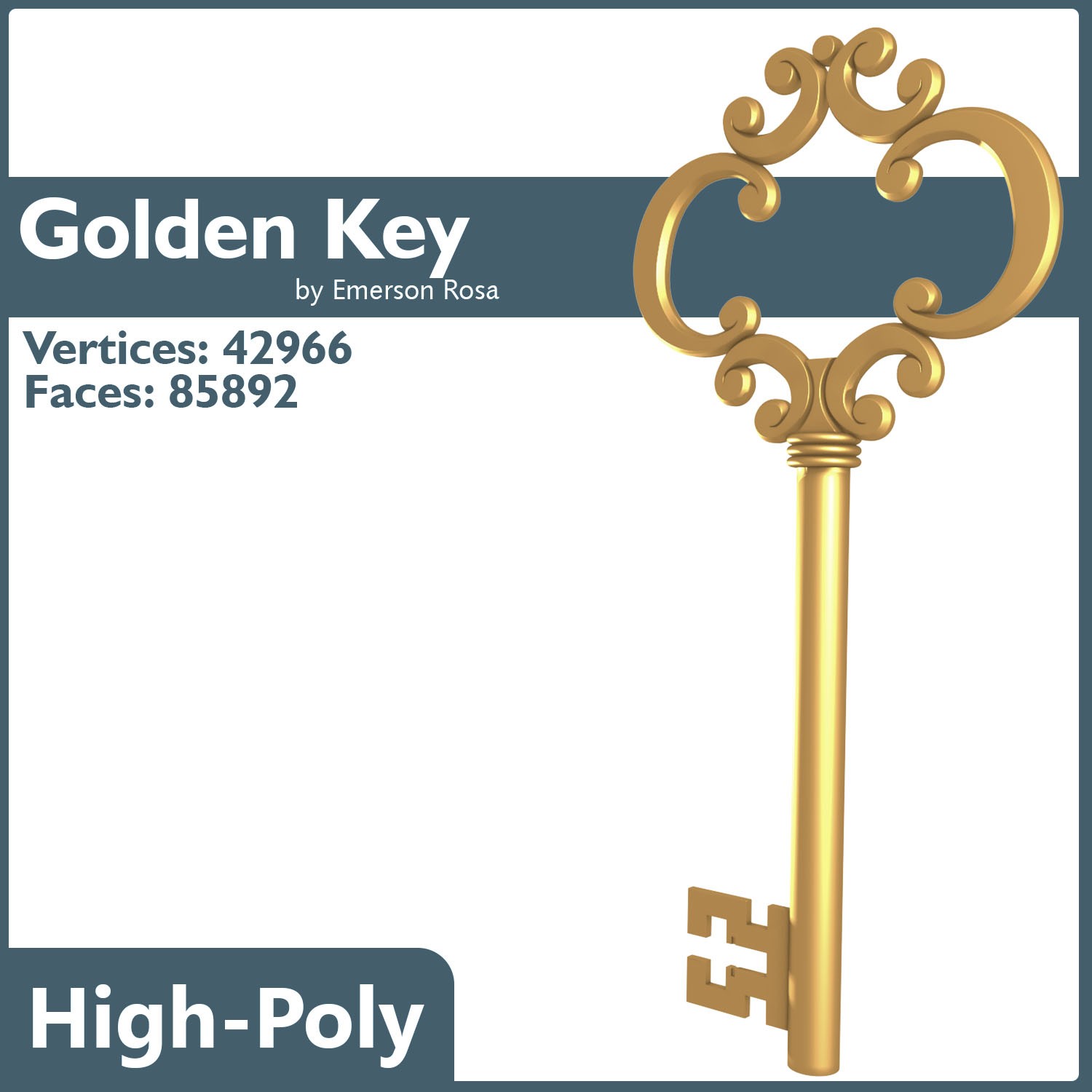 Golden Key 3D print model_5