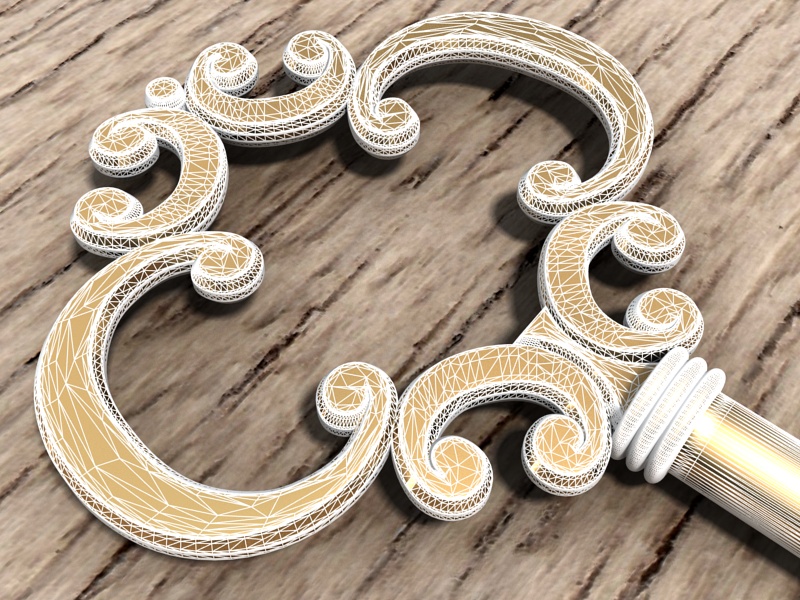 Golden Key 3D print model_4