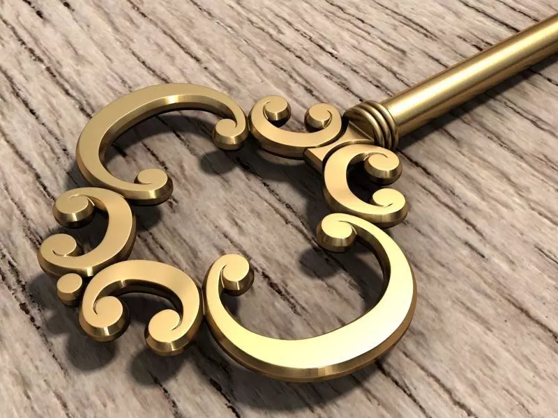 Golden Key 3D print model_0
