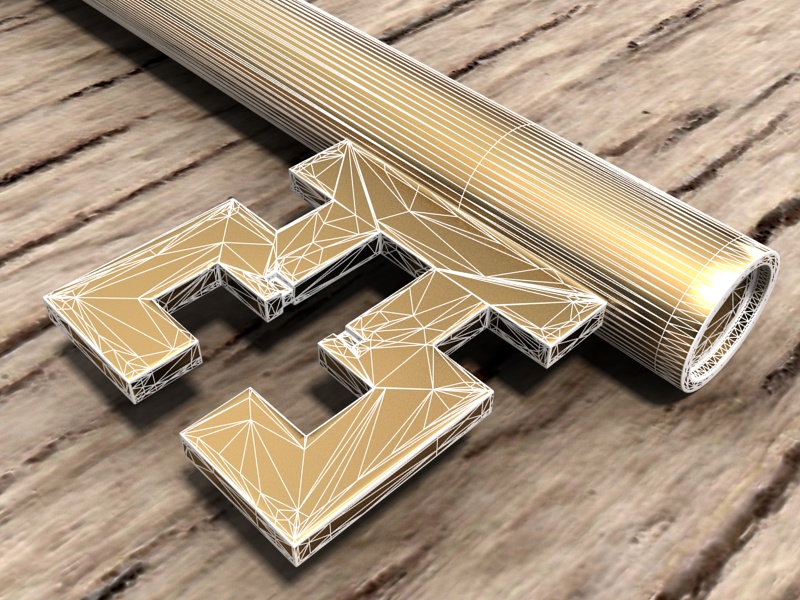 Golden Key 3D print model_3