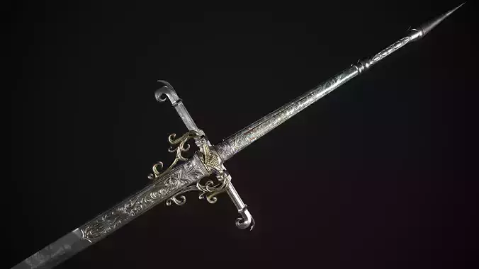 Fantazy Long Sword Medieval Melee Weapon Low-poly 3D model