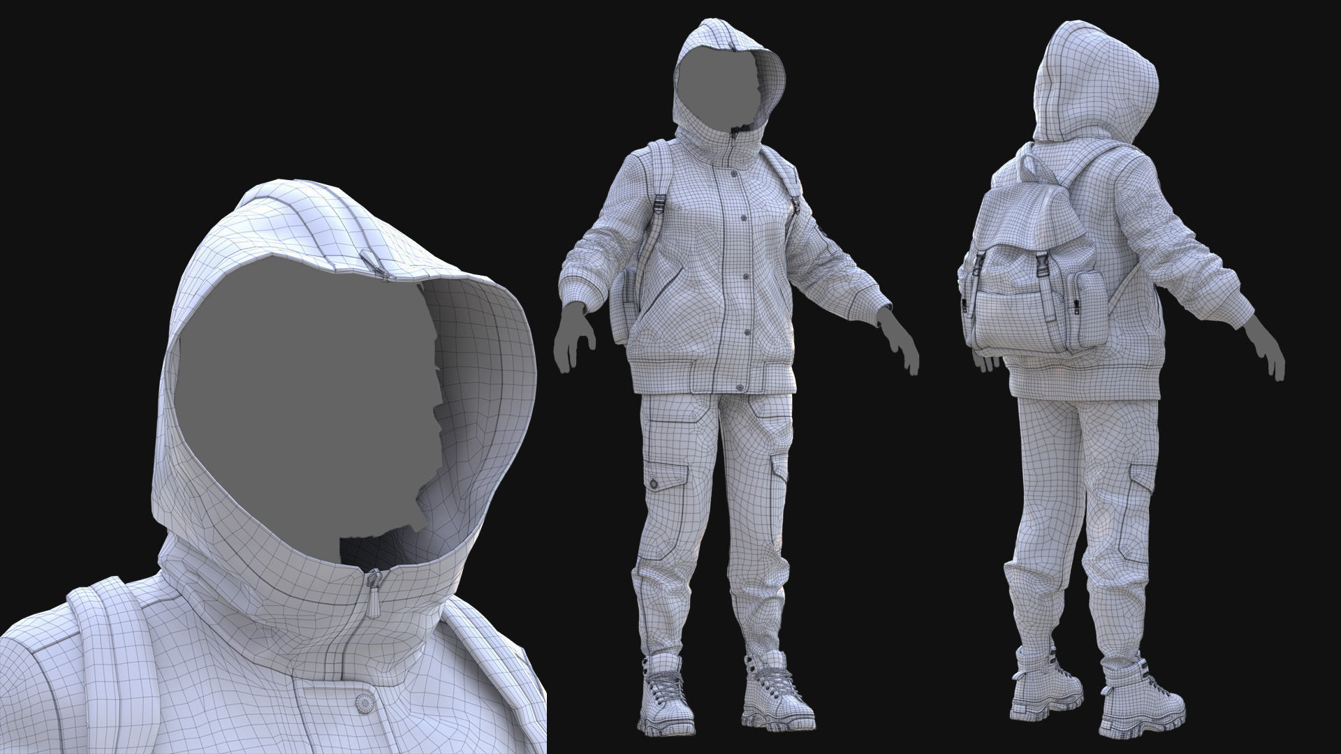 Female Autumn Outfit 2 Low-poly 3D model_6