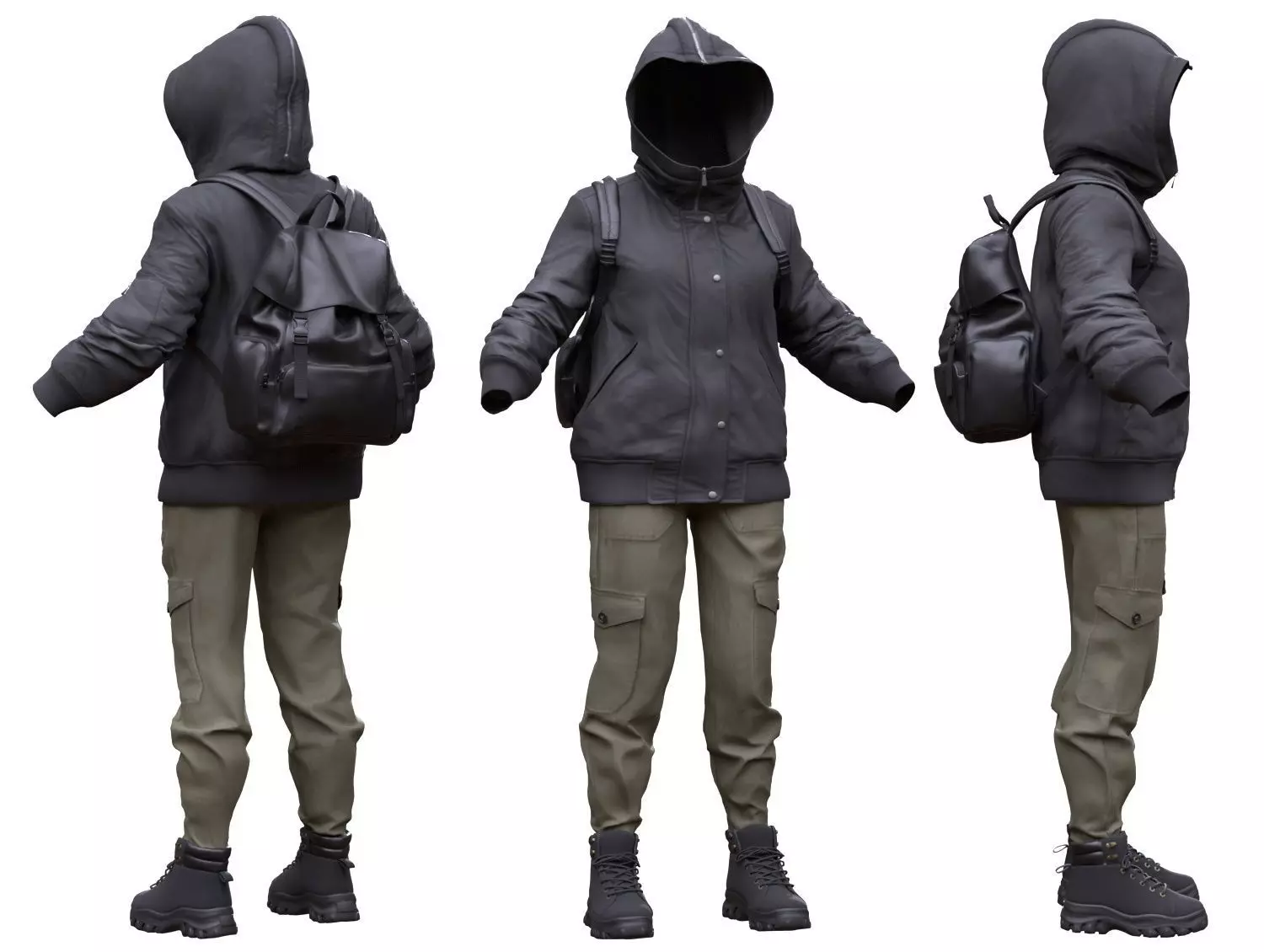 Female Autumn Outfit 2 Low-poly 3D model_0