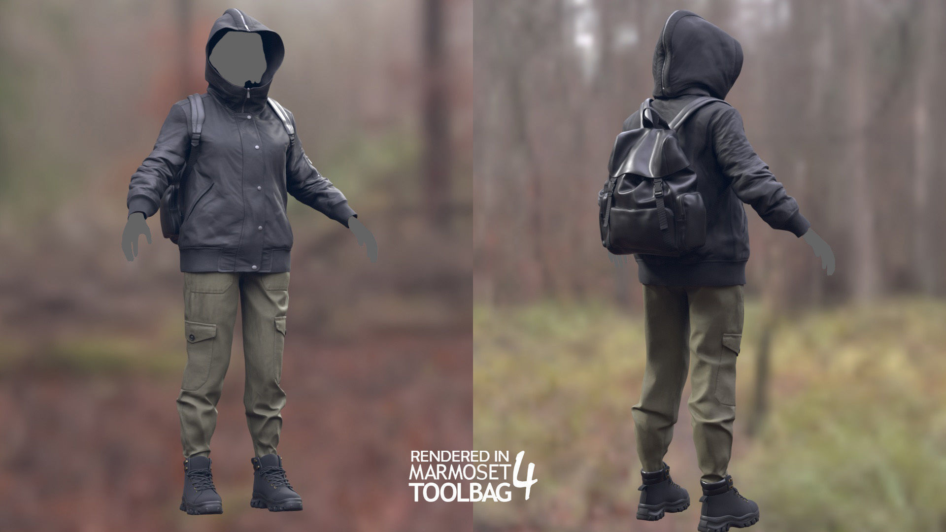 Female Autumn Outfit 2 Low-poly 3D model_2