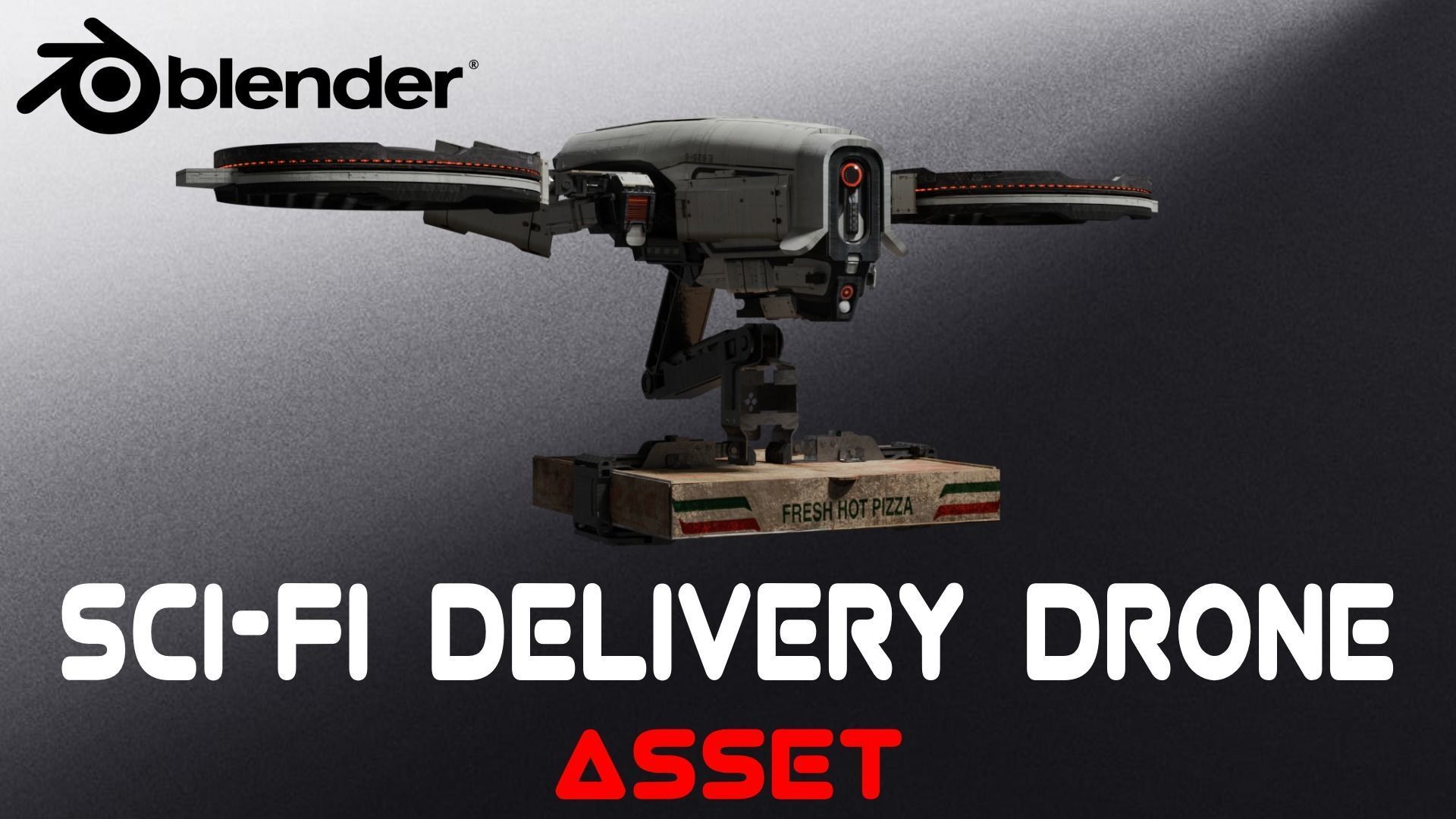 Sci fi delivery drone 3D model_1