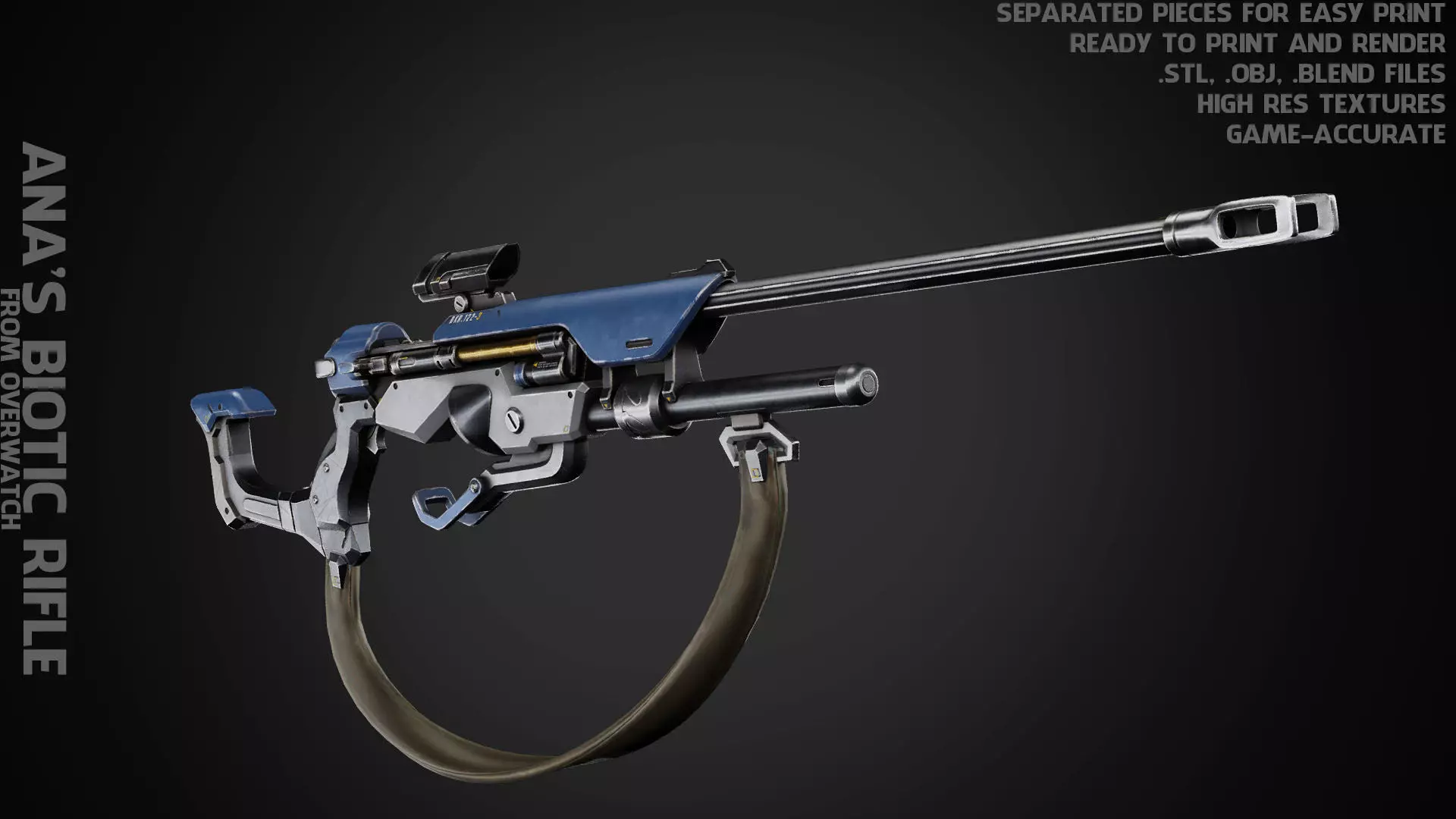 Overwatch Ana Biotic Rifle for Cosplay 3D print model_0