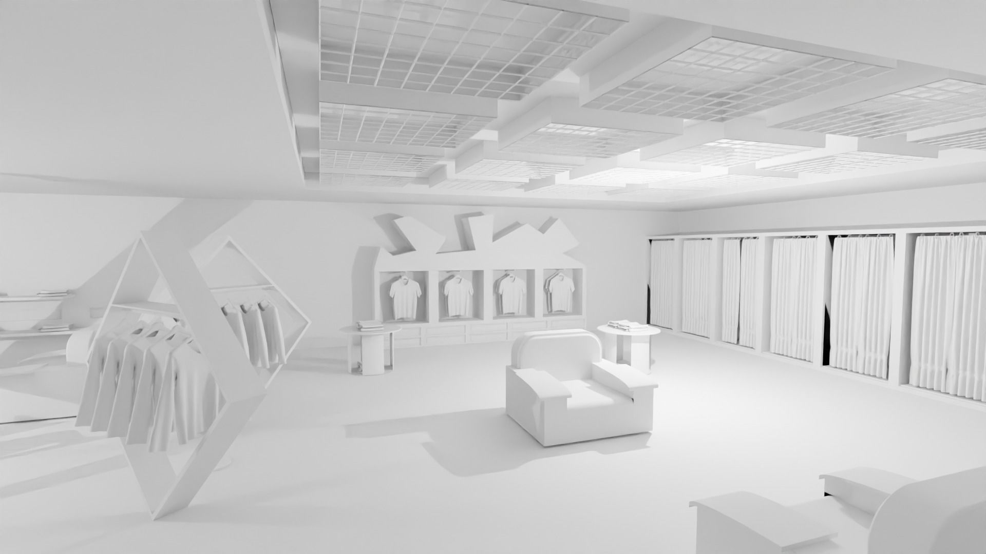 Clothing Store interior  Low-poly 3D model_5