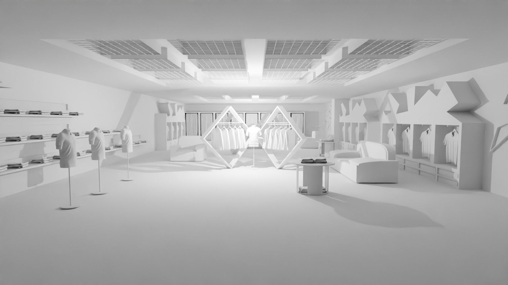 Clothing Store interior  Low-poly 3D model_1