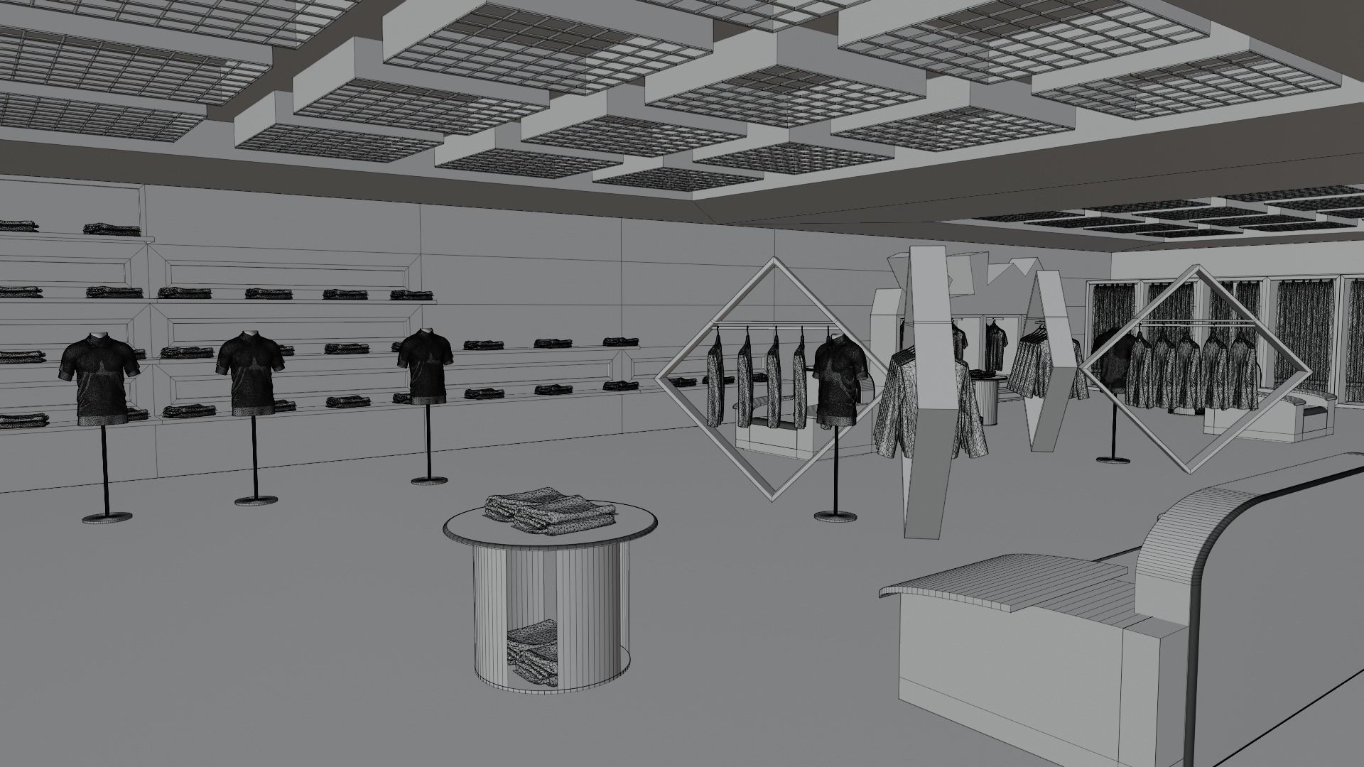 Clothing Store interior  Low-poly 3D model_8