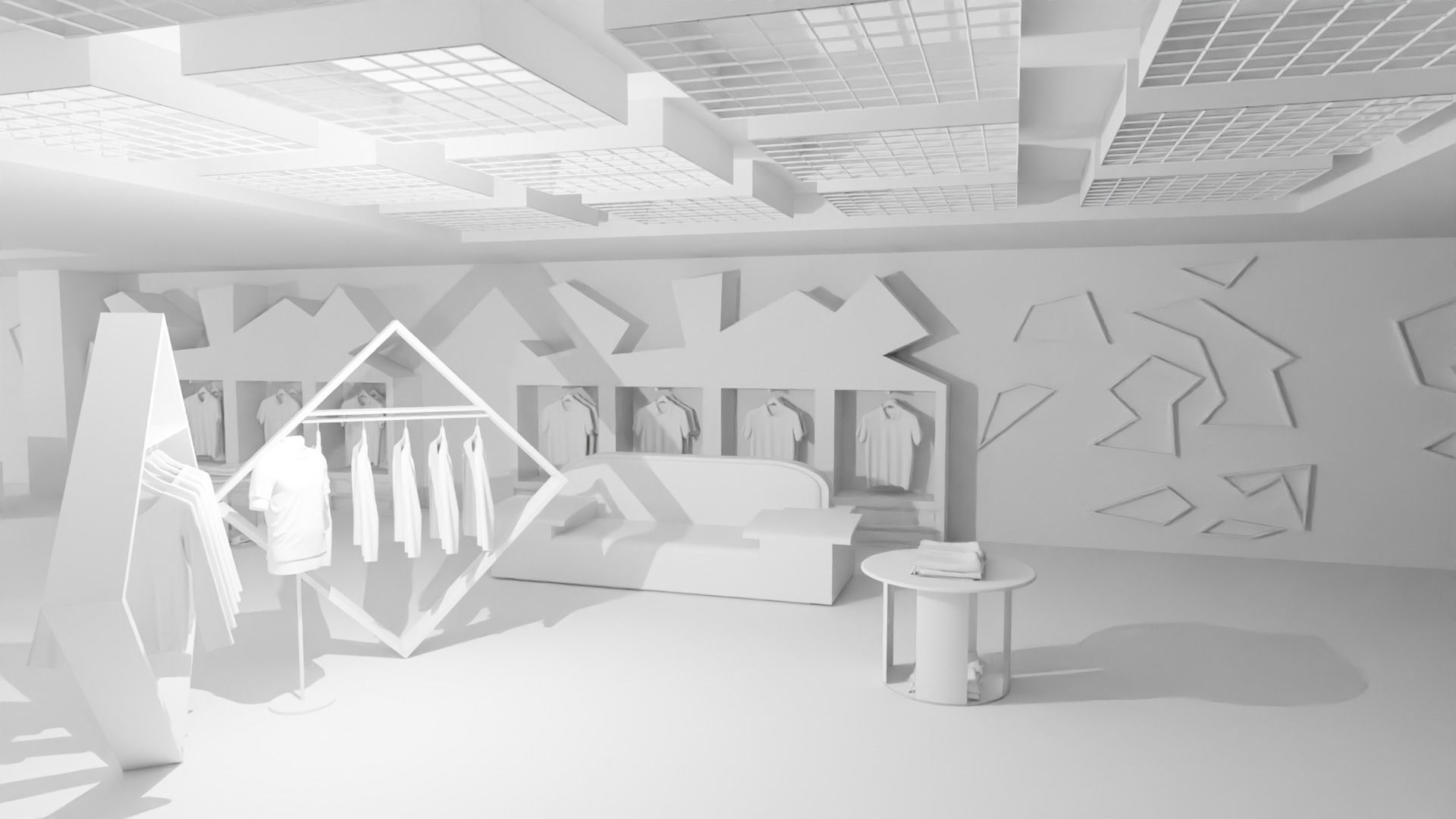 Clothing Store interior  Low-poly 3D model_2